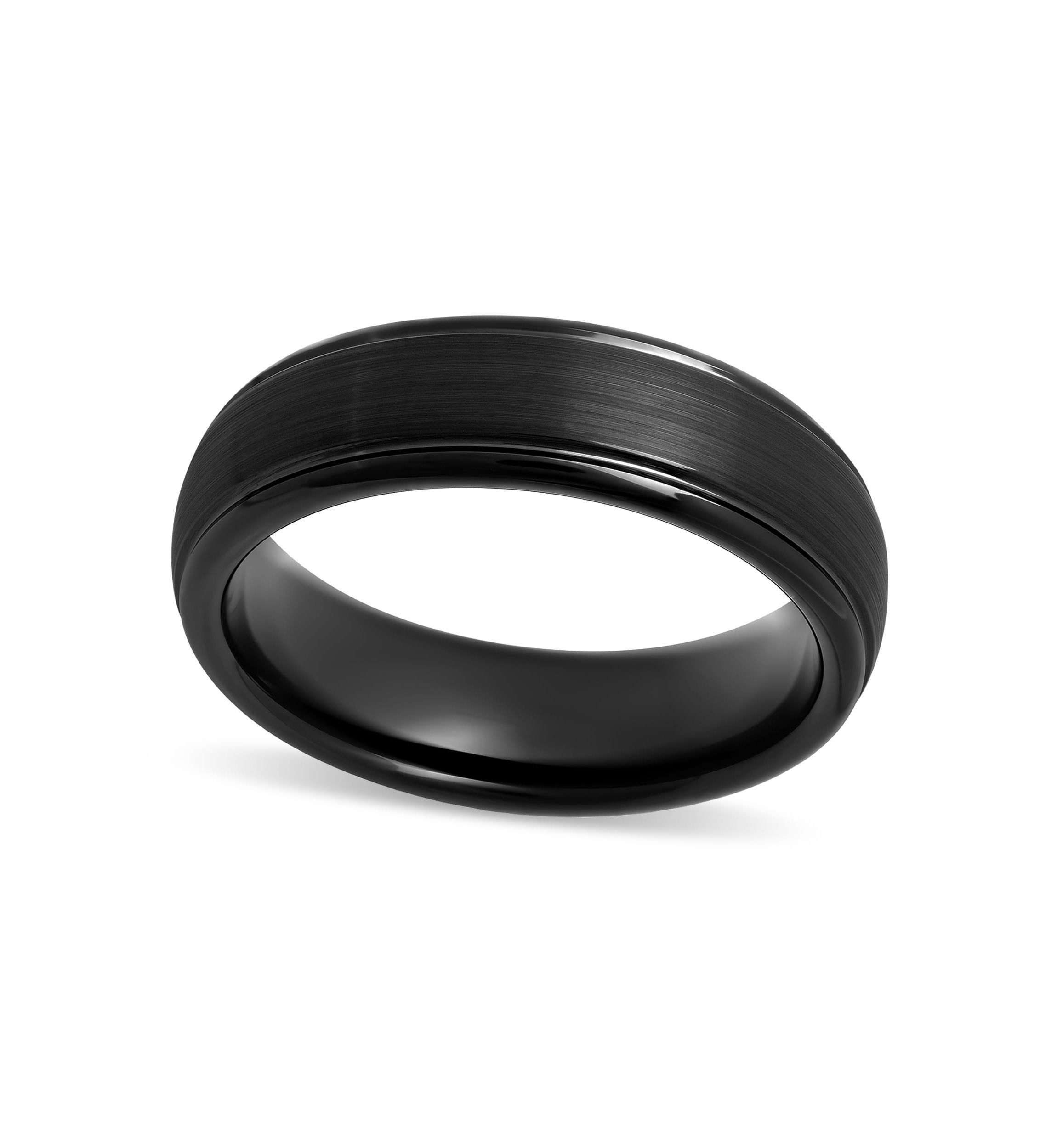 Striped Grooved 6mm Band in Two-Tone Tungsten
