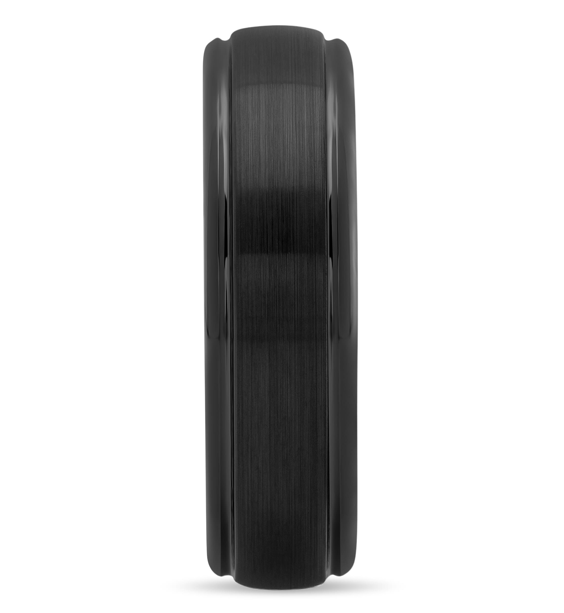 Striped Grooved 6mm Band in Two-Tone Tungsten