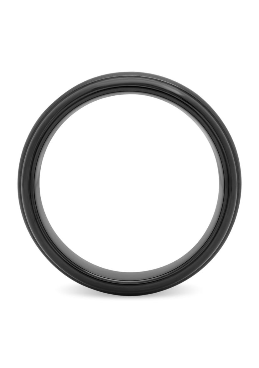 Striped Grooved 6mm Band in Two-Tone Tungsten