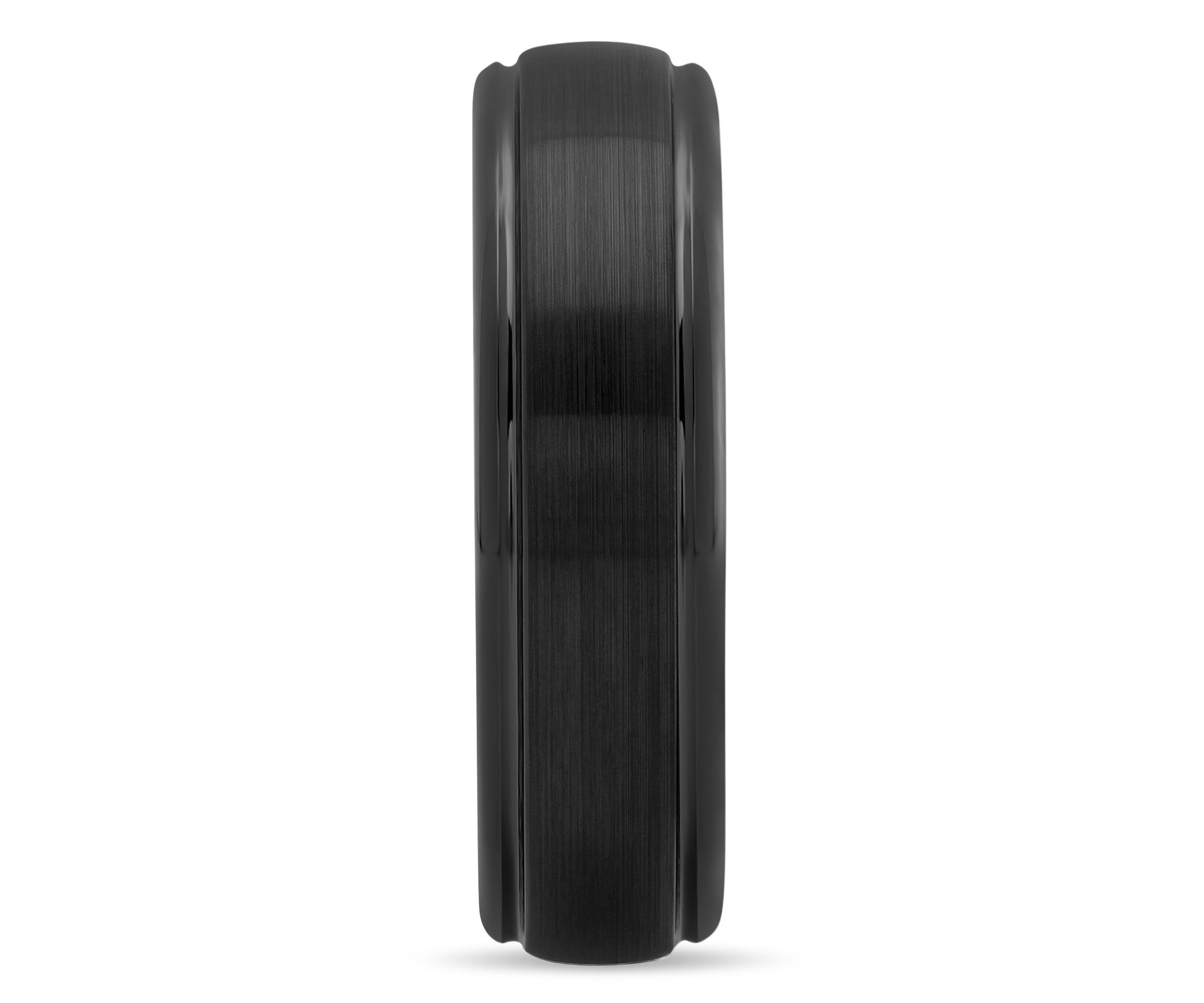 Striped Grooved 6mm Band in Two-Tone Tungsten