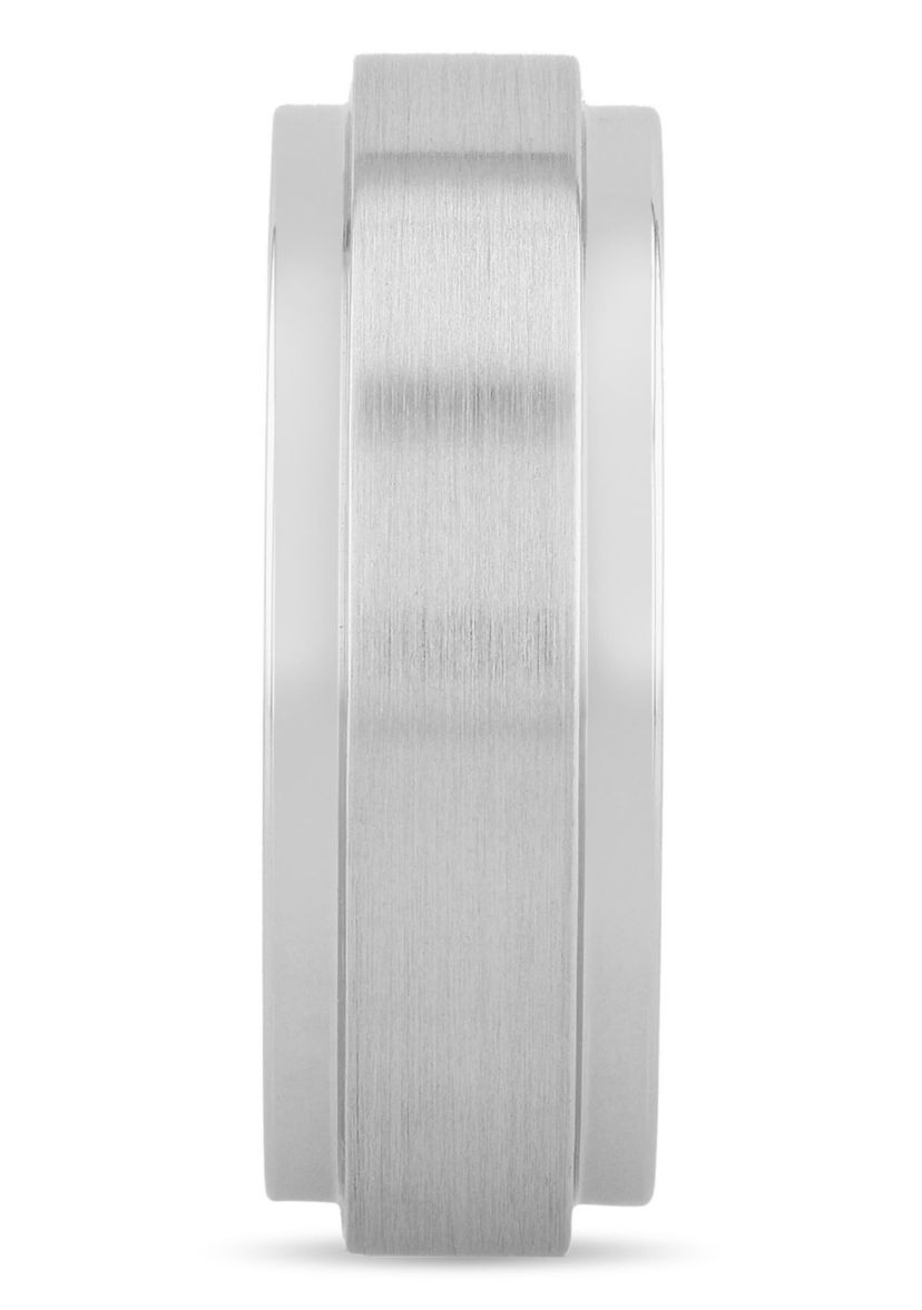 Satin Center Step Edge 8mm Band in Tungsten