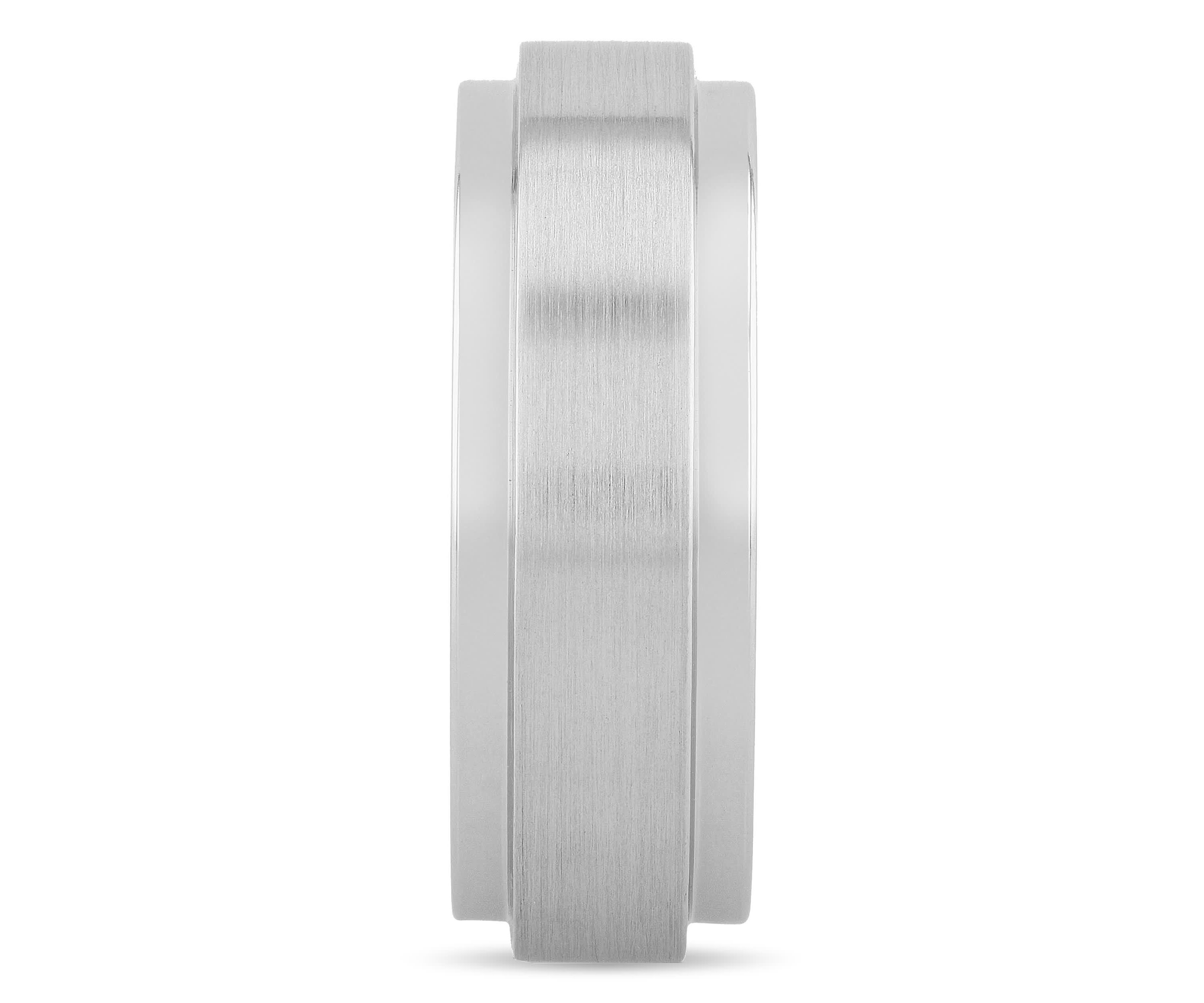 Satin Center Step Edge 8mm Band in Tungsten