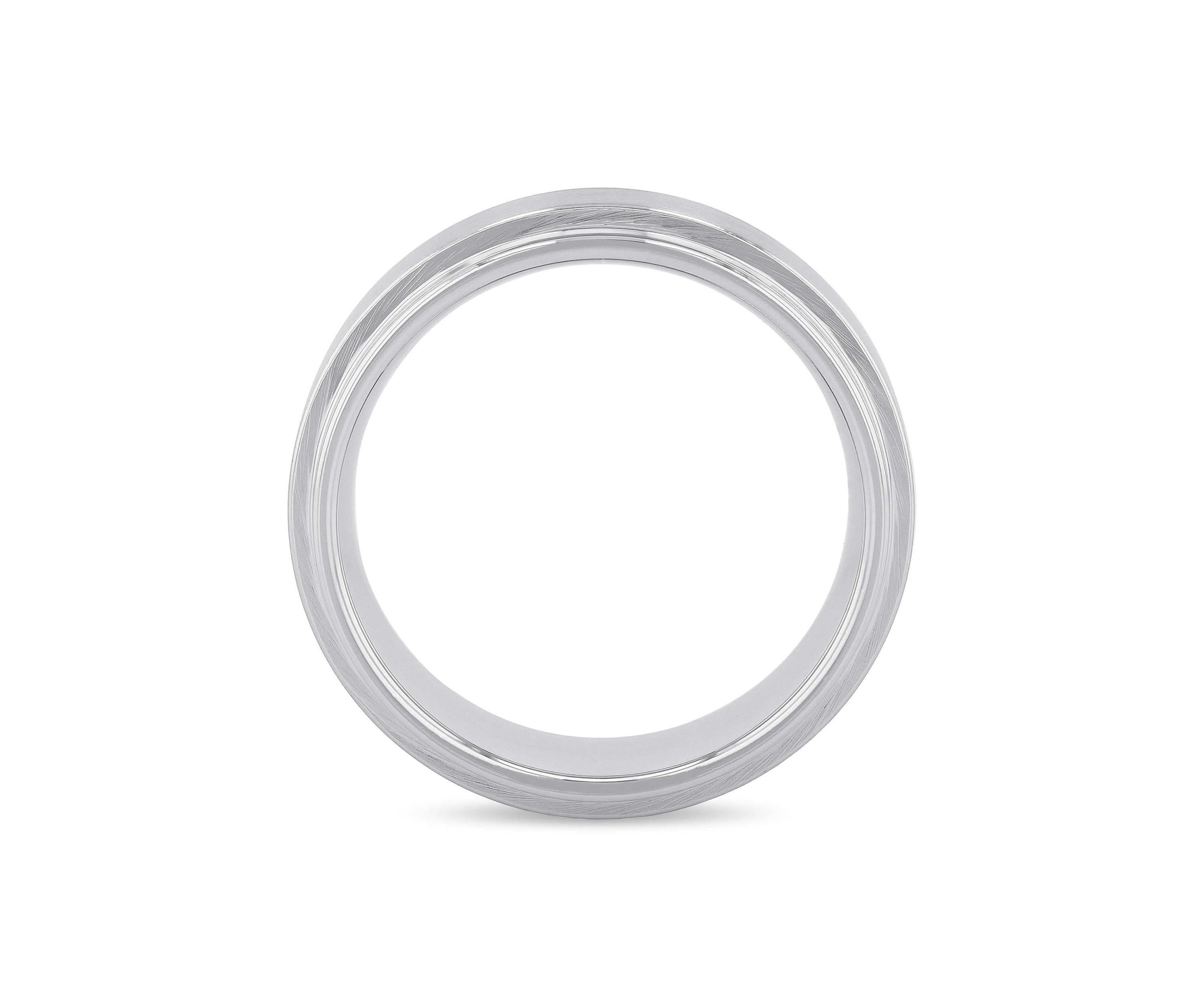 Satin Center Step Edge 8mm Band in Tungsten