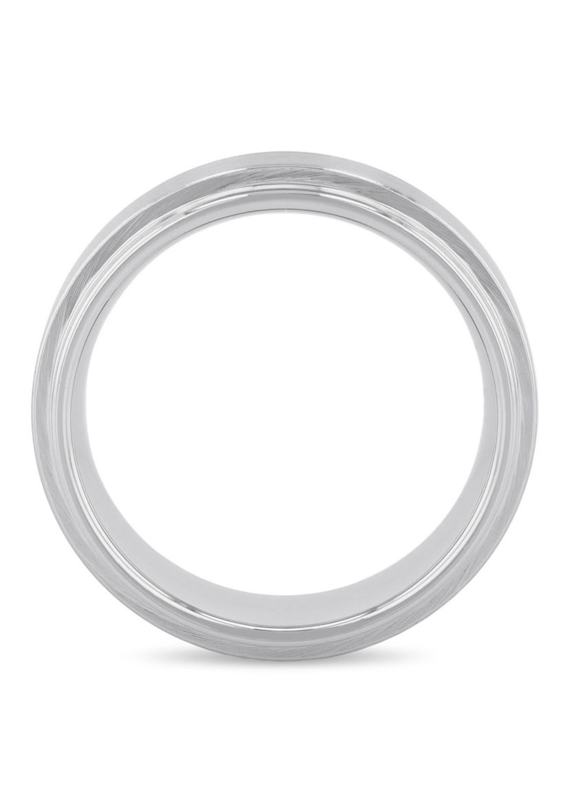 Satin Center Step Edge 8mm Band in Tungsten