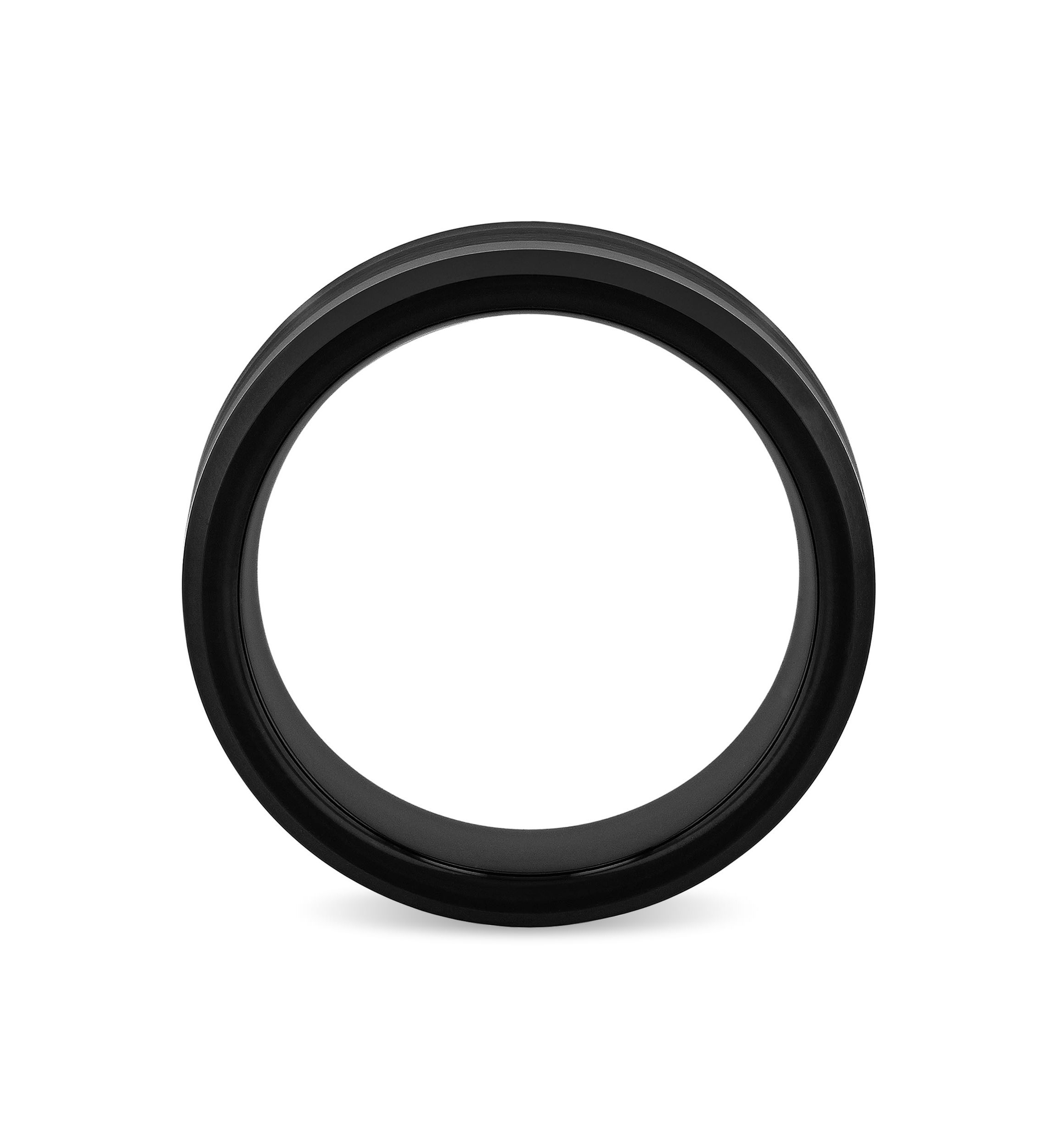 Brushed Center 8mm Beveled Band in Black Tungsten