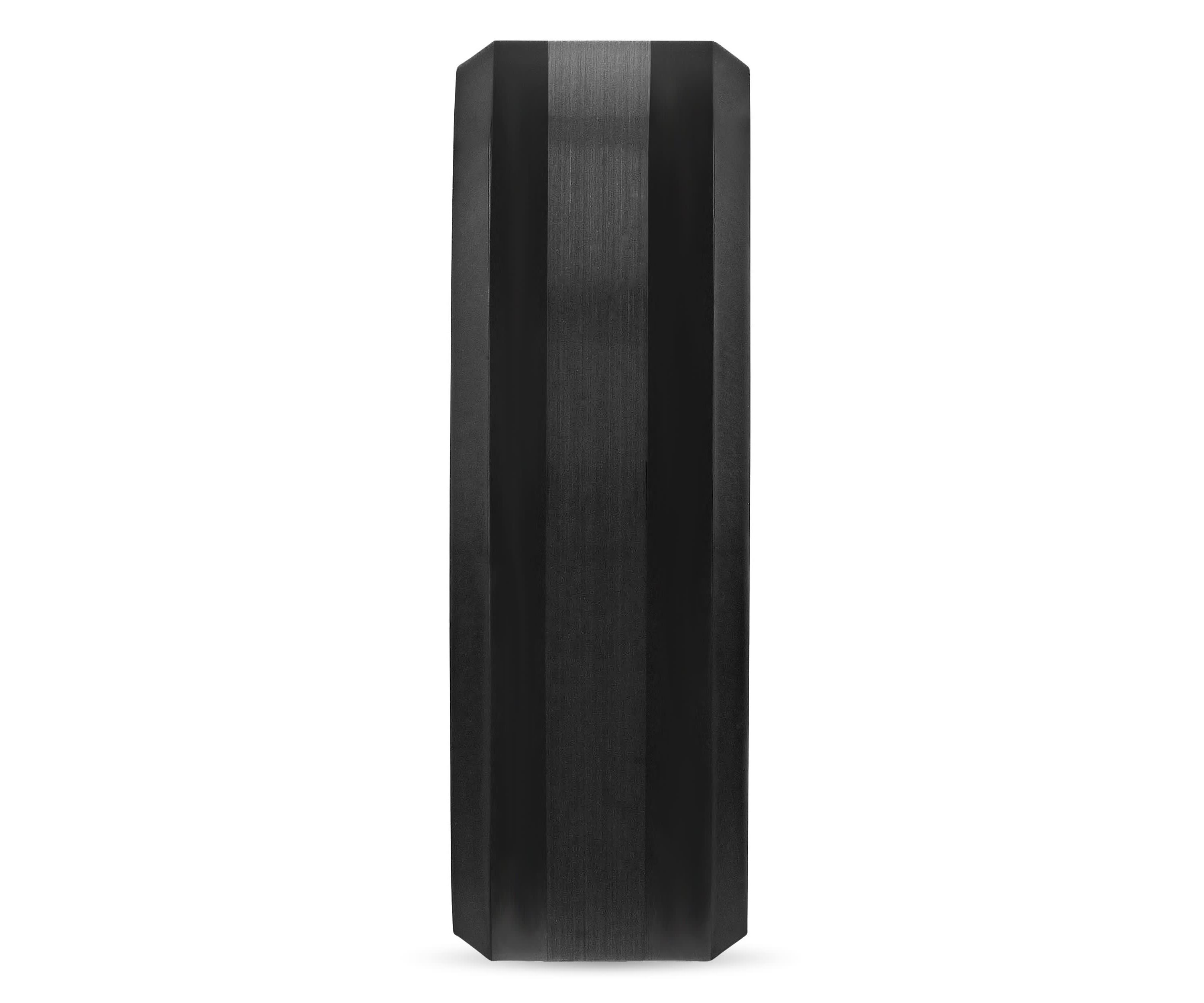 Brushed Center 8mm Beveled Band in Black Tungsten