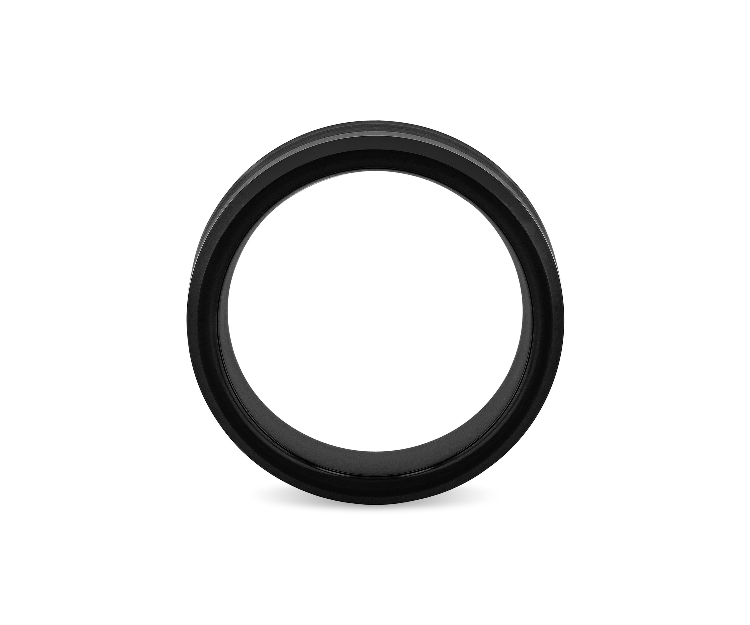 Brushed Center 8mm Beveled Band in Black Tungsten