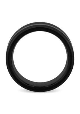 Brushed Center 8mm Beveled Band in Black Tungsten