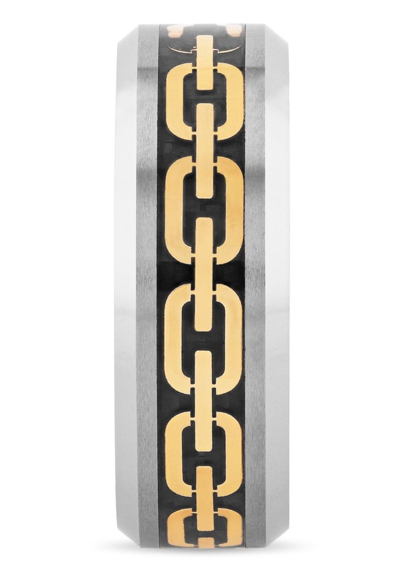 Chain Inlay 8mm Beveled Band in Tungsten