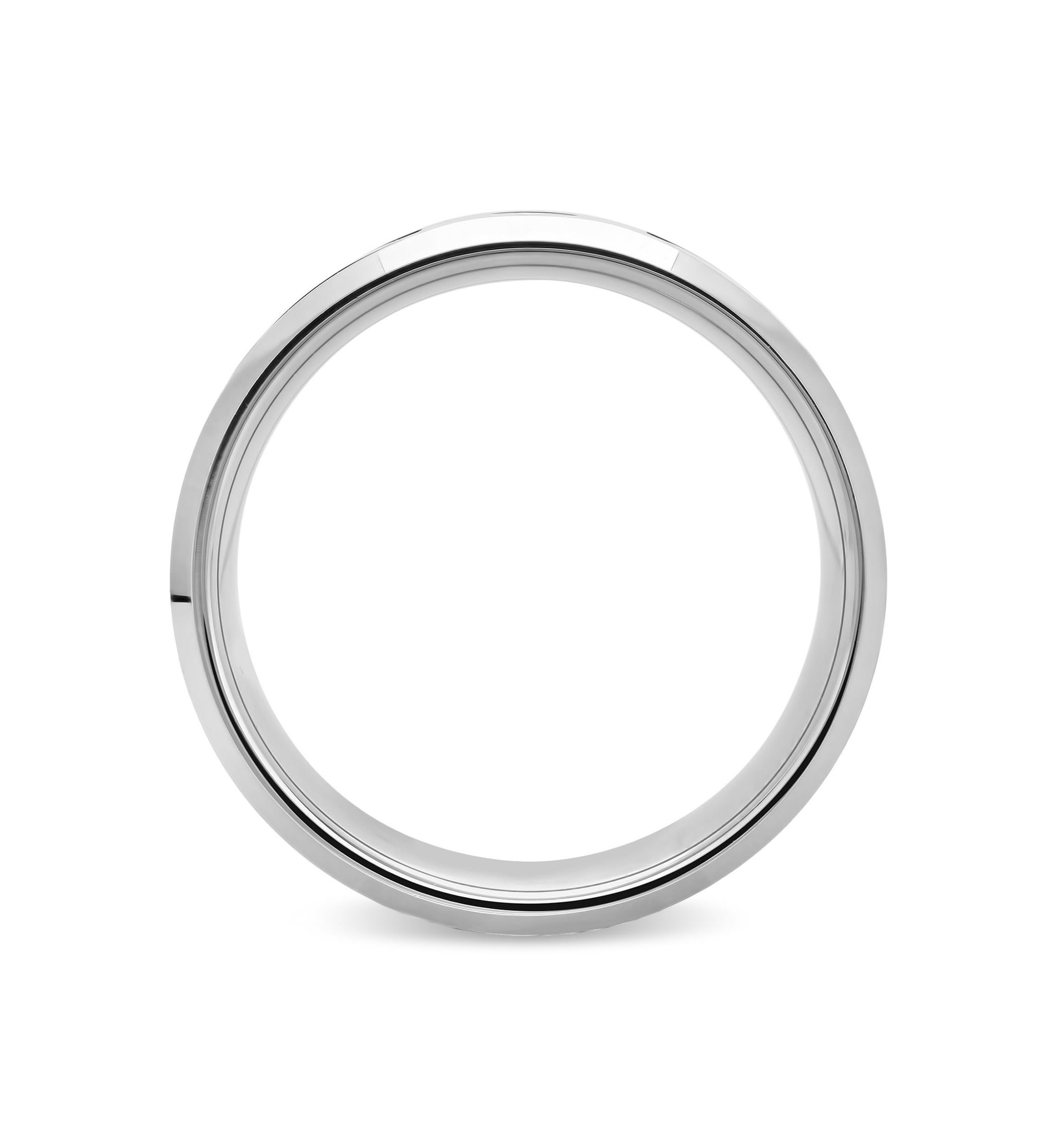 0.03 c.t. Diamond Carbon Fiber Inlay 8mm Beveled Band in Two-tone Tingsten