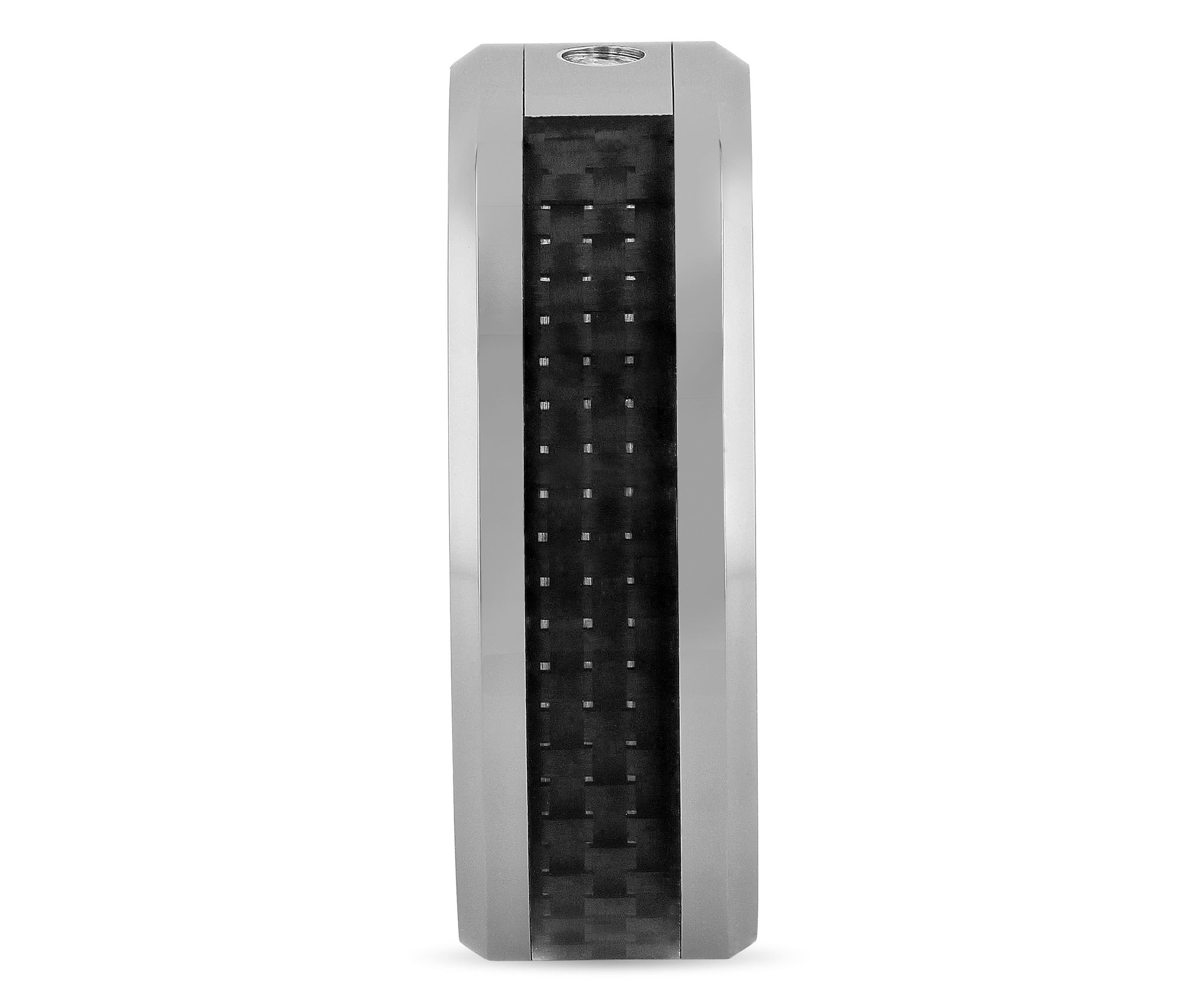 0.03 c.t. Diamond Carbon Fiber Inlay 8mm Beveled Band in Two-tone Tingsten
