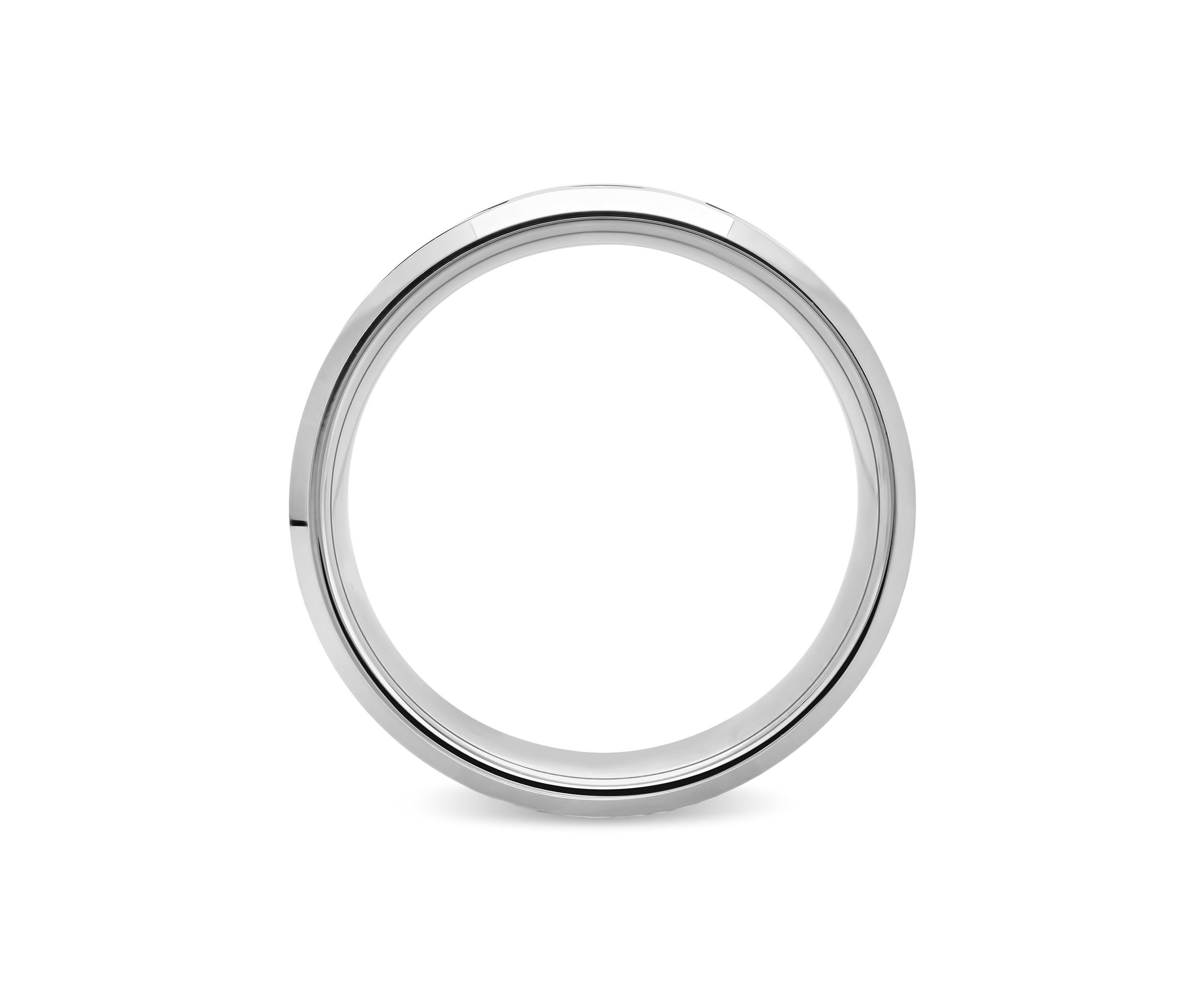 0.03 c.t. Diamond Carbon Fiber Inlay 8mm Beveled Band in Two-tone Tingsten