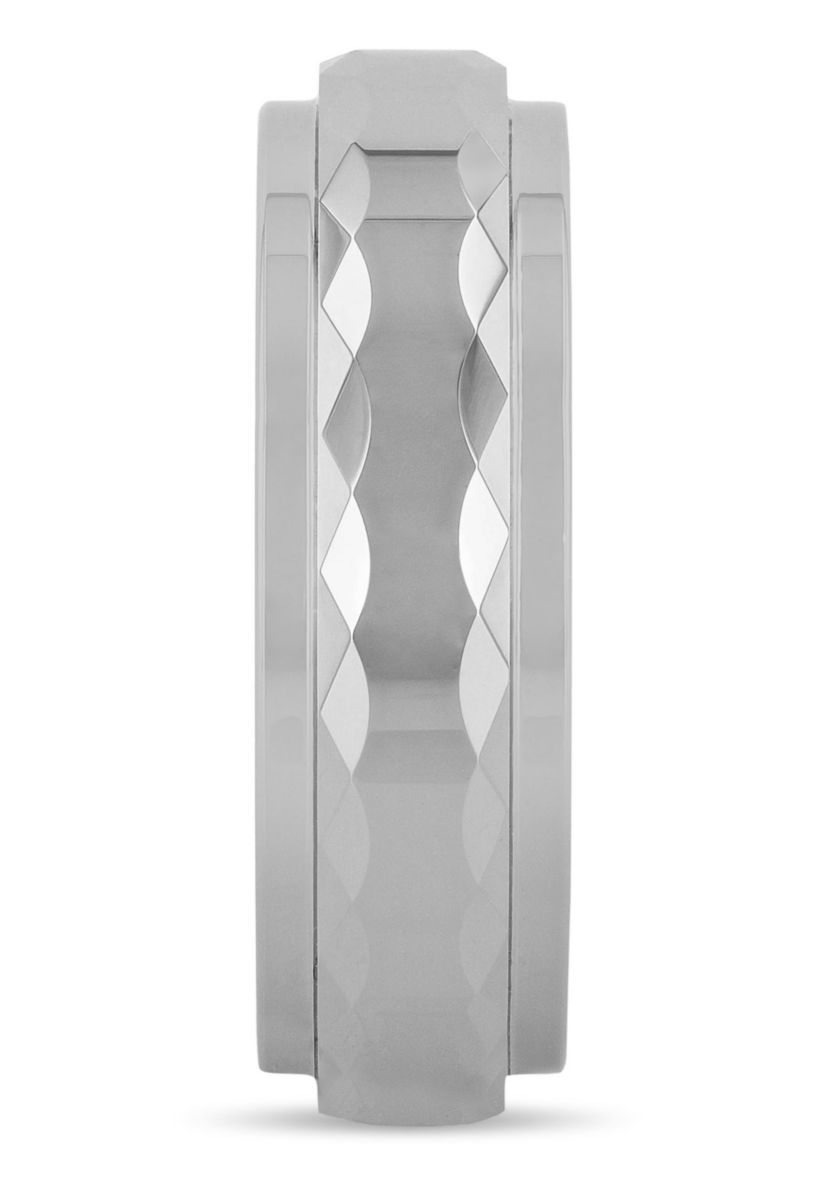 Faceted Step Edge 8mm Band in Tungsten