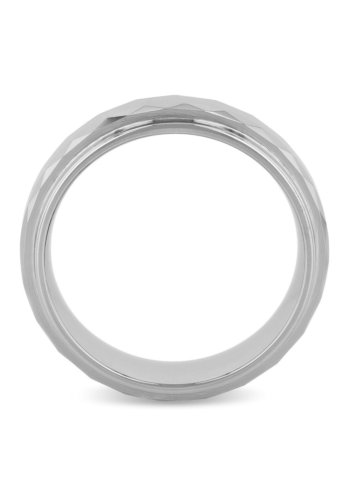 Faceted Step Edge 8mm Band in Tungsten