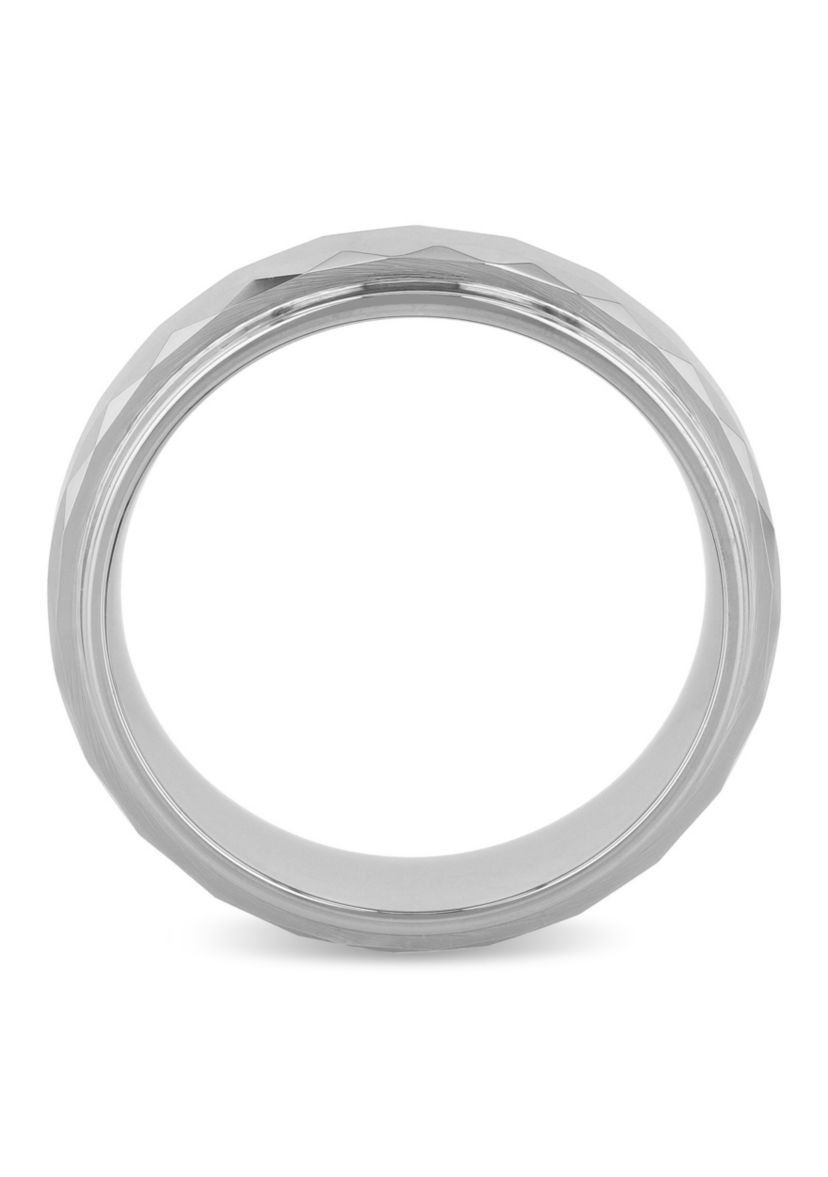 Faceted Step Edge 8mm Band in Tungsten