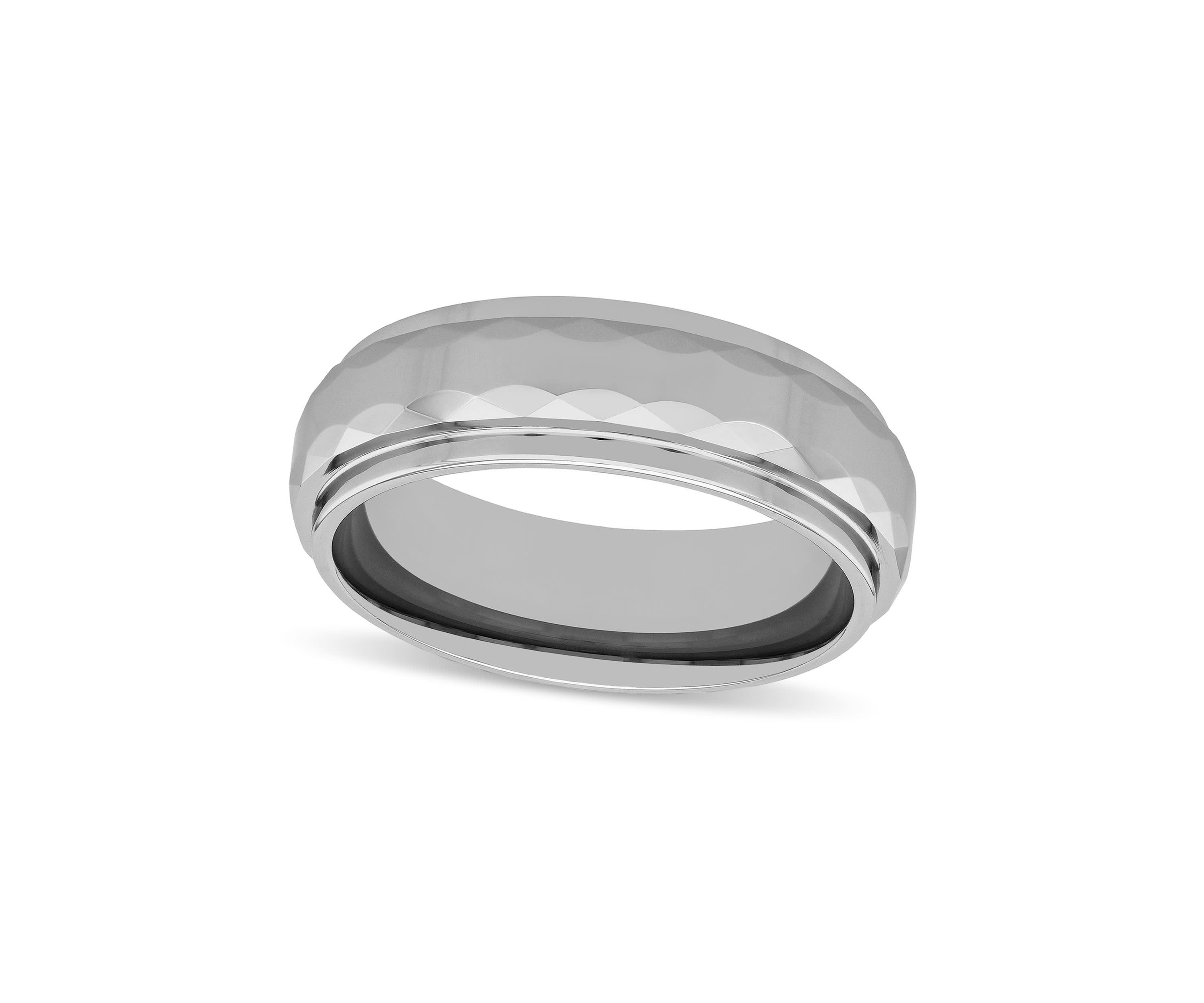 Faceted Step Edge 8mm Band in Tungsten