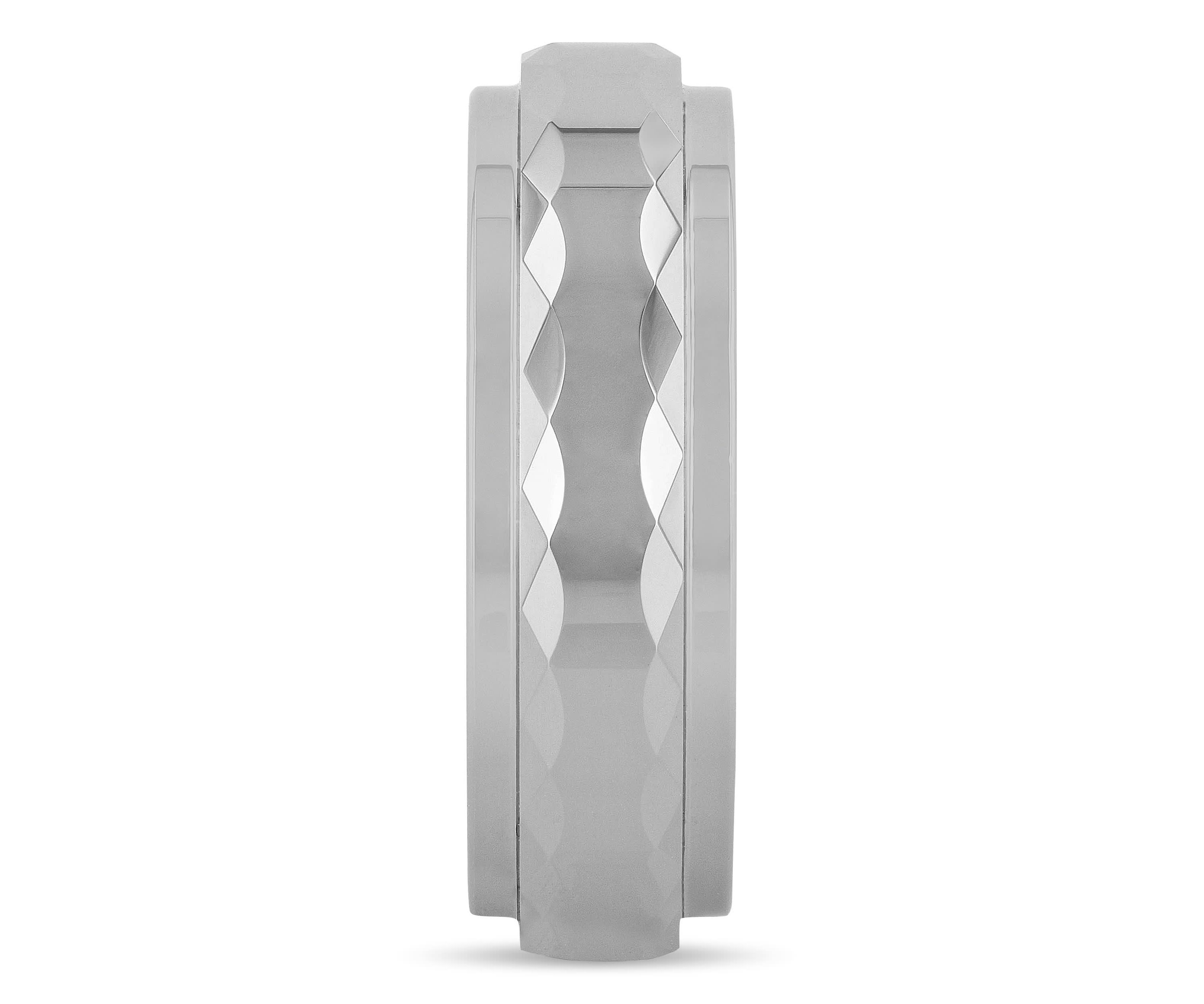 Faceted Step Edge 8mm Band in Tungsten
