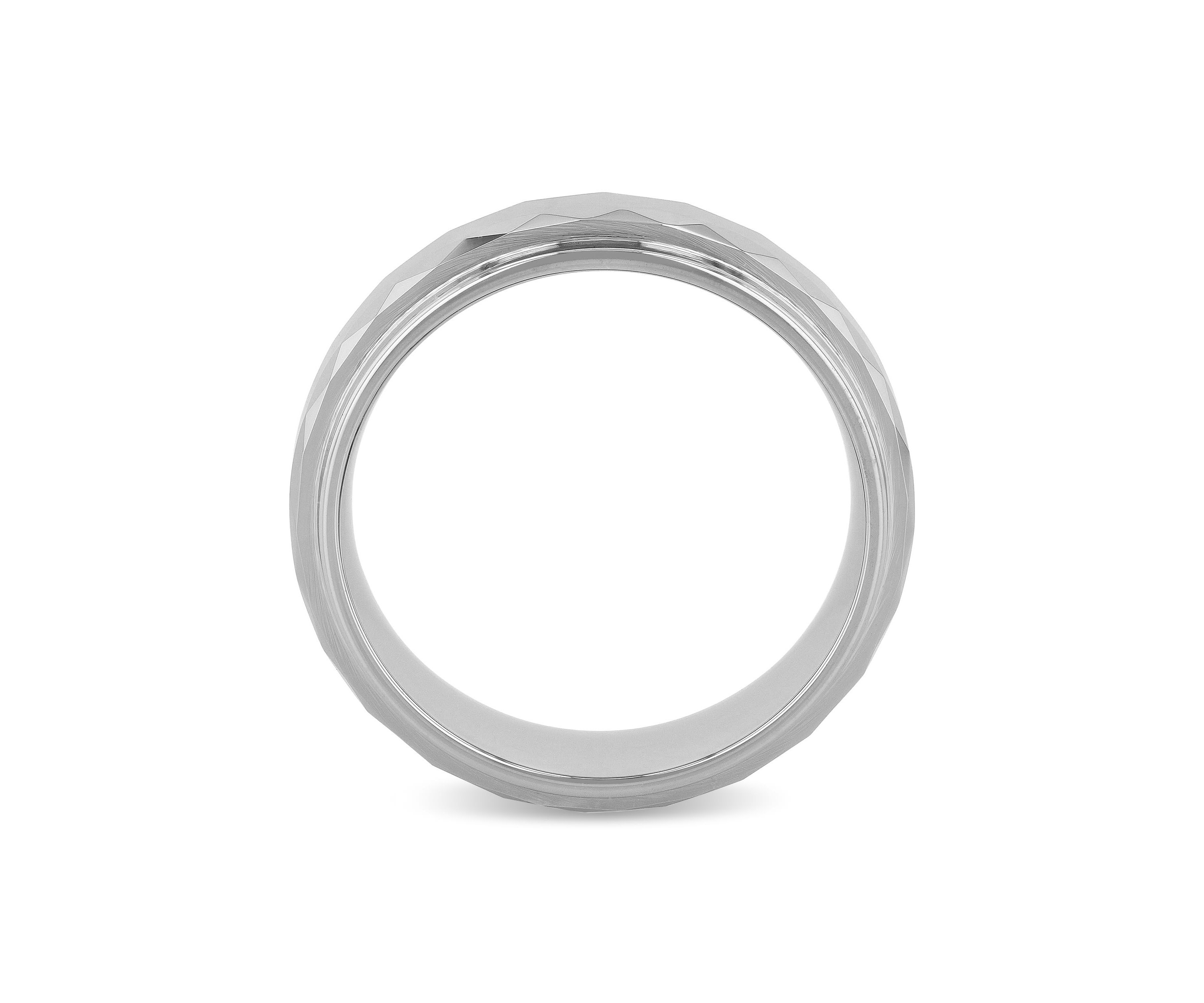 Faceted Step Edge 8mm Band in Tungsten