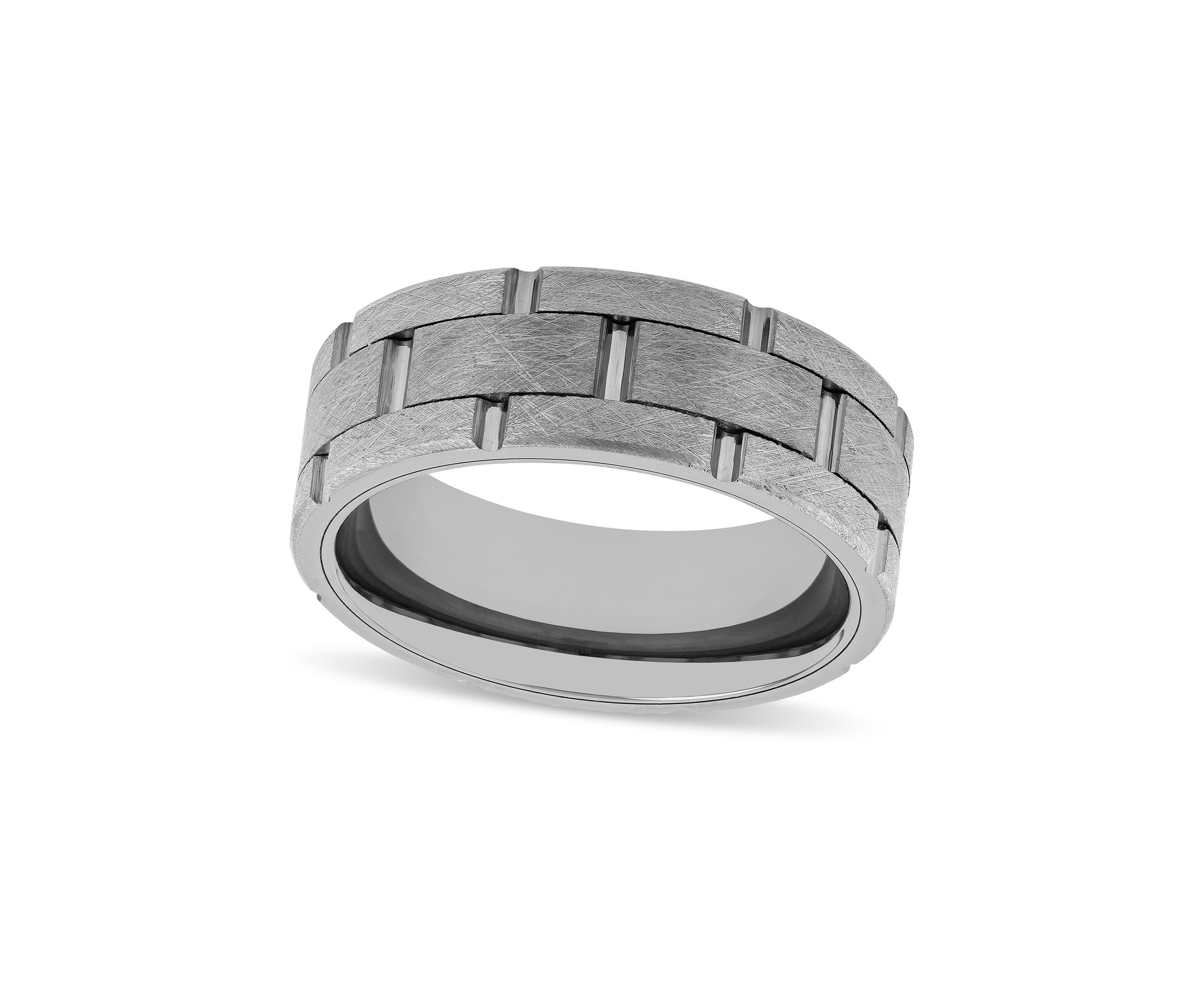 Brick Pattern 8mm band in Tungsten