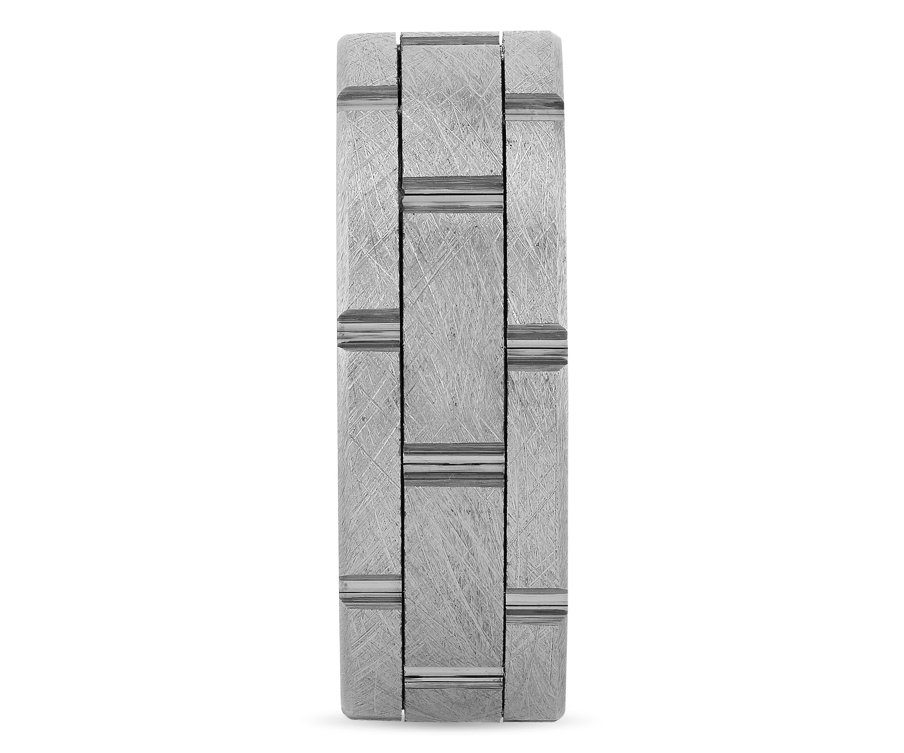 Brick Pattern 8mm band in Tungsten