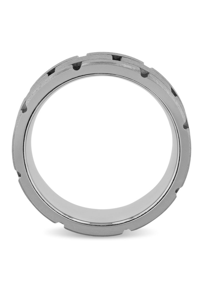 Brick Pattern 8mm band in Tungsten