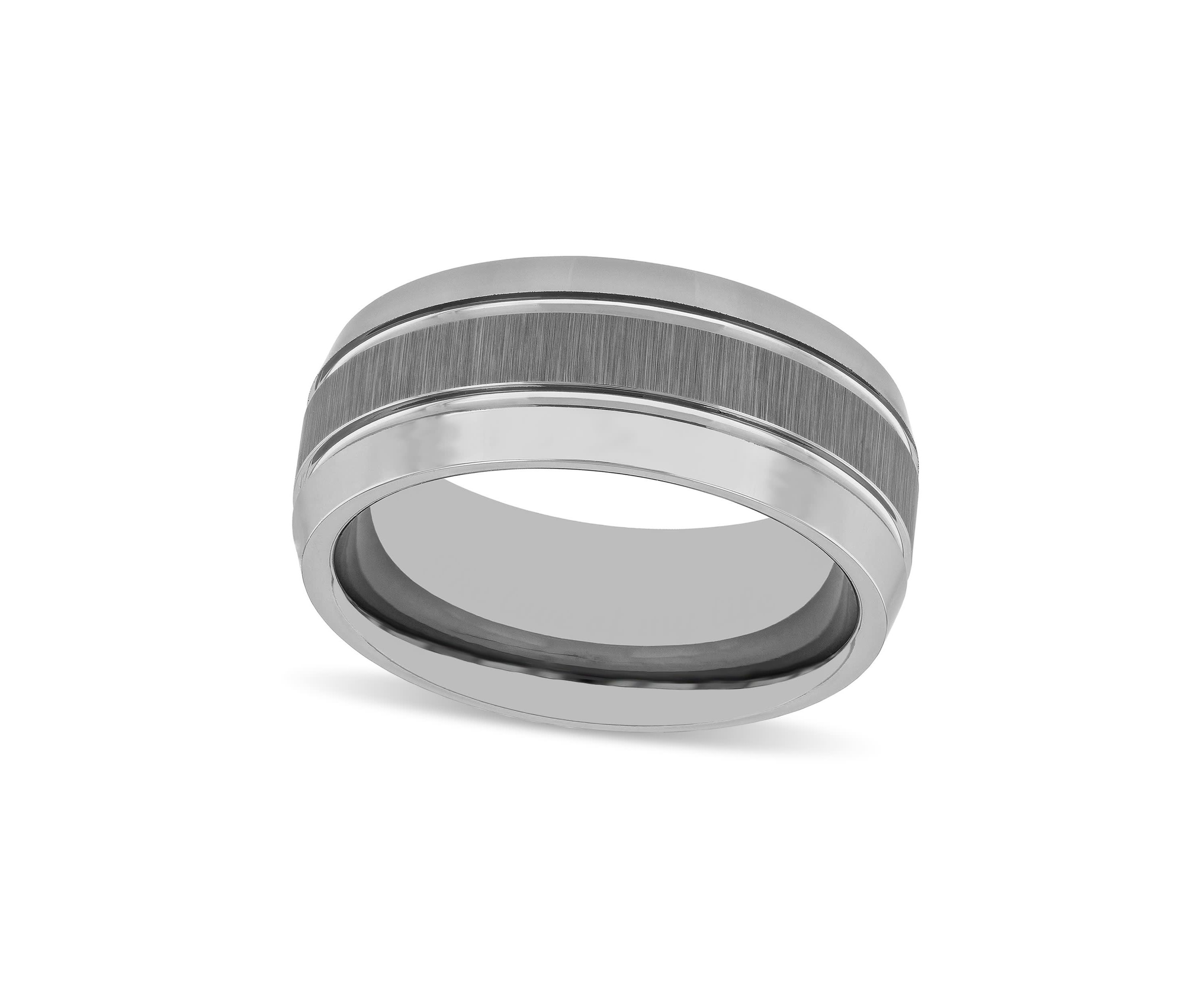 Brushed Center 9mm Beveled Band in Tungsten