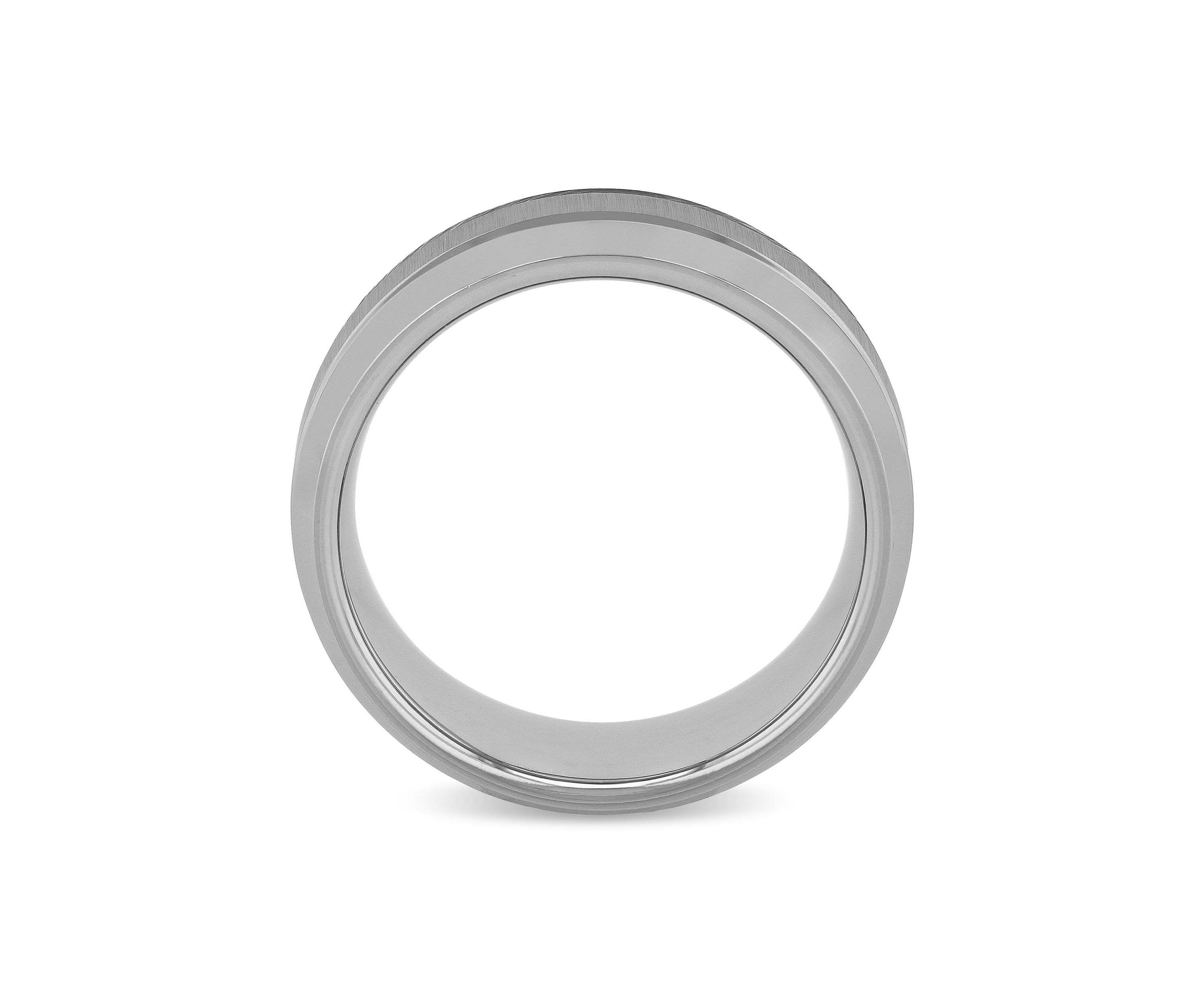 Brushed Center 9mm Beveled Band in Tungsten