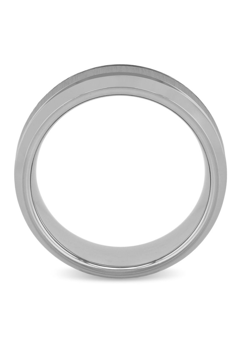 Brushed Center 9mm Beveled Band in Tungsten