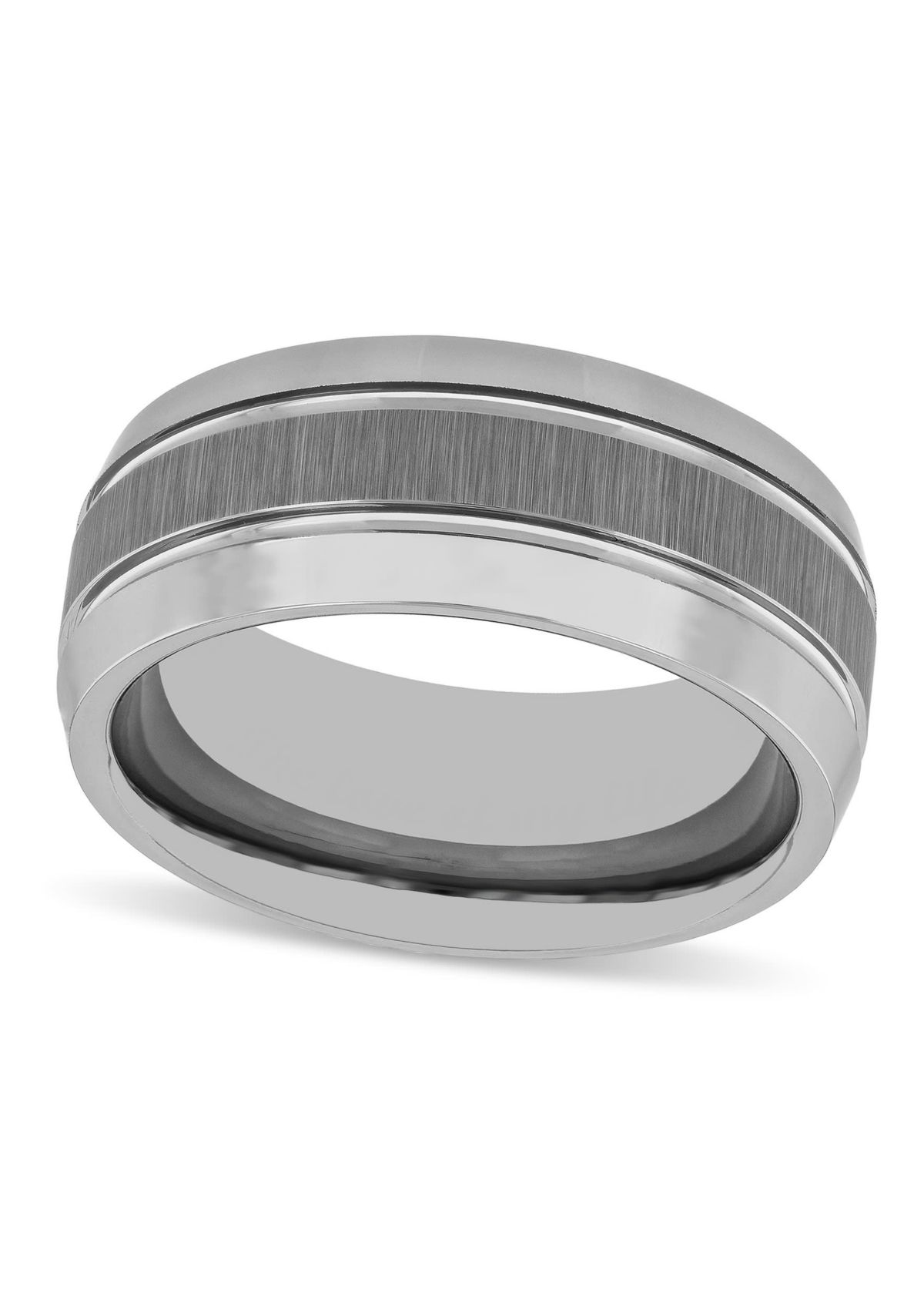 Brushed Center 9mm Beveled Band in Tungsten