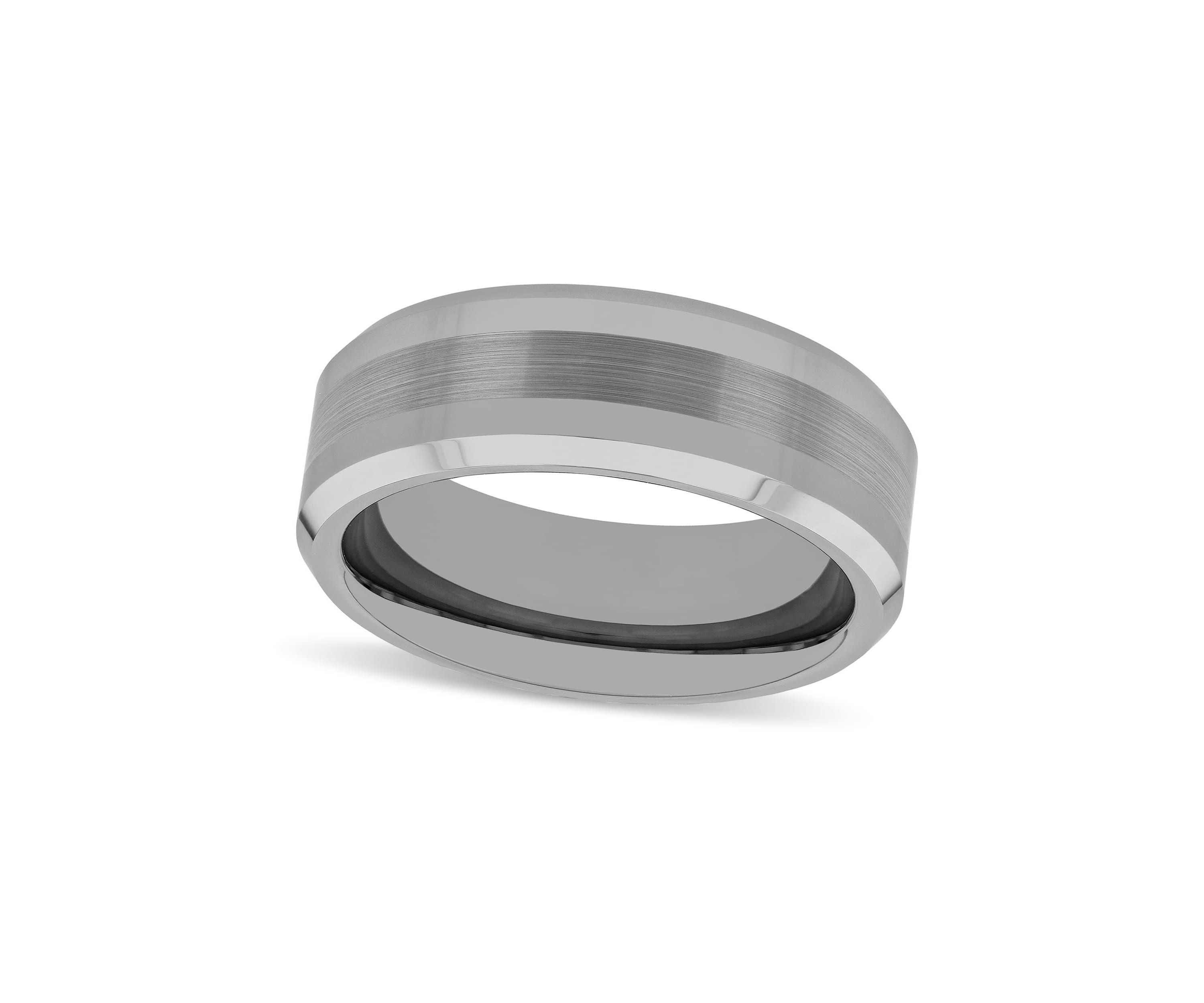 Satin Center 8mm Beveled Band in Tungsten
