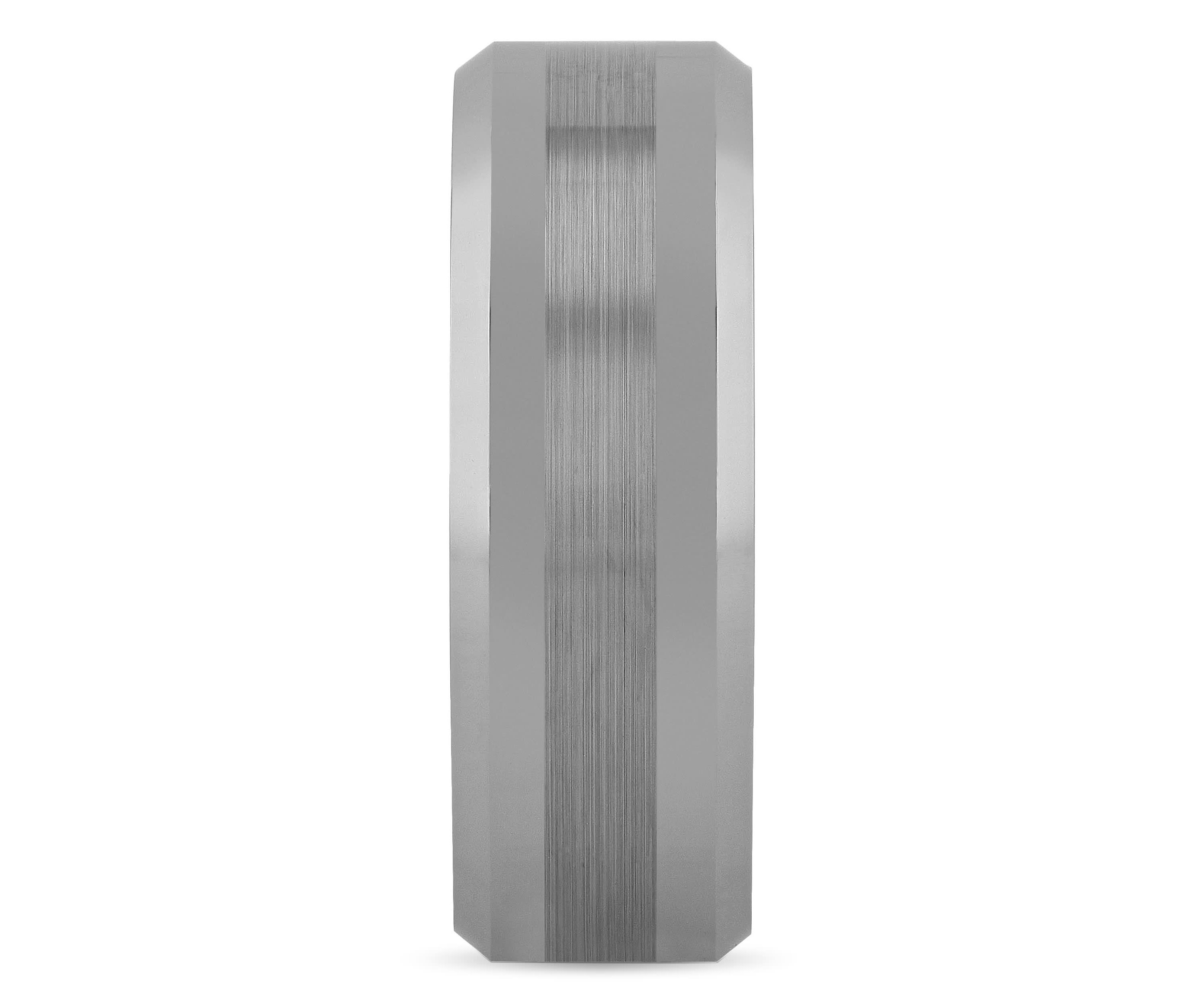 Satin Center 8mm Beveled Band in Tungsten