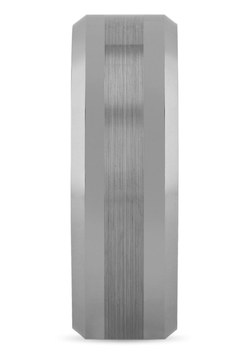 Satin Center 8mm Beveled Band in Tungsten