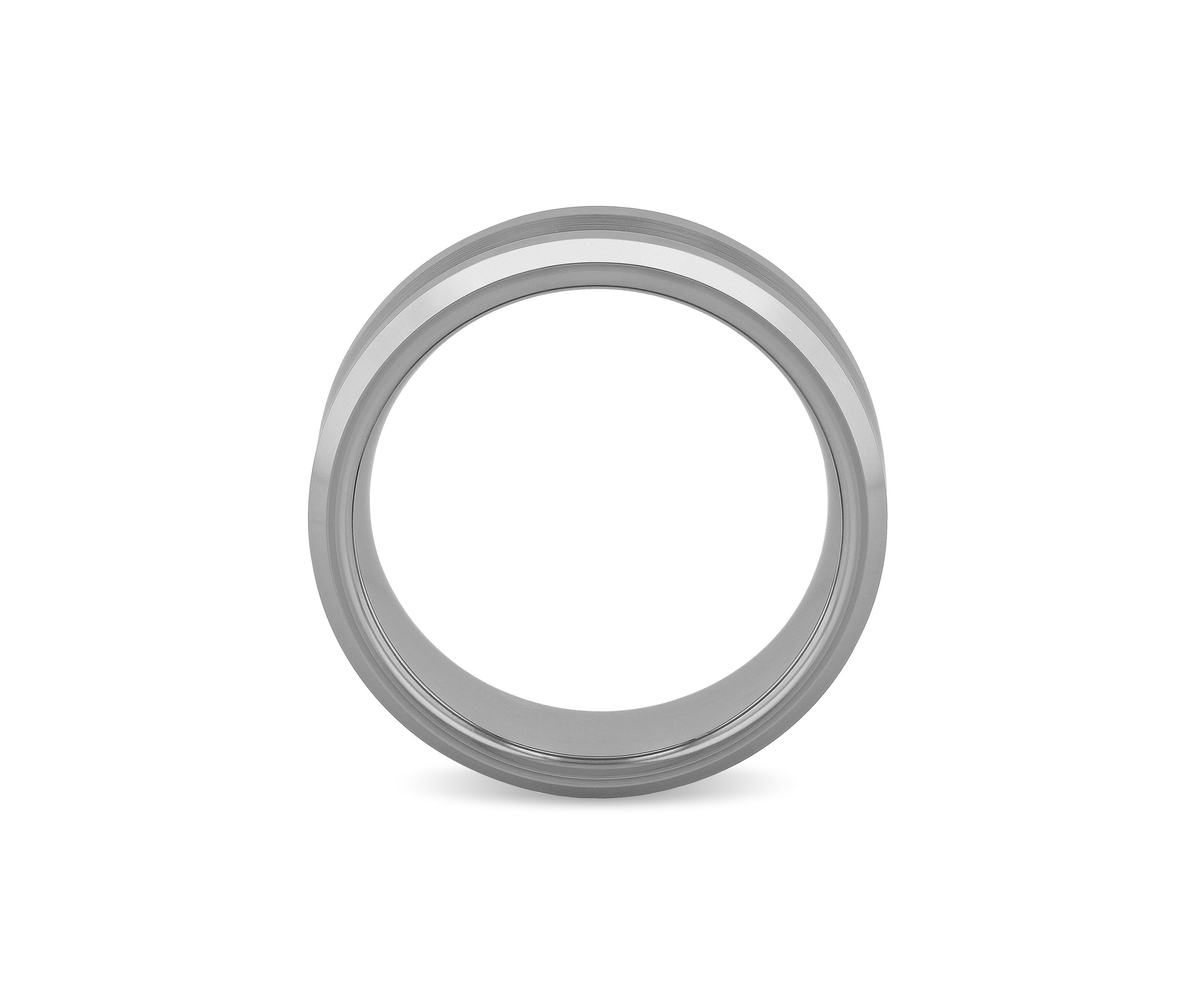 Satin Center 8mm Beveled Band in Tungsten