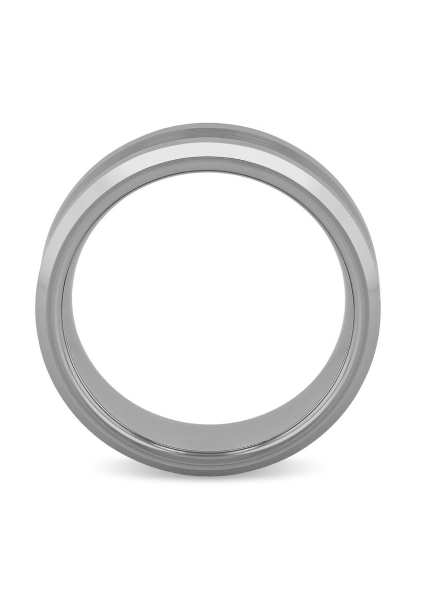 Satin Center 8mm Beveled Band in Tungsten