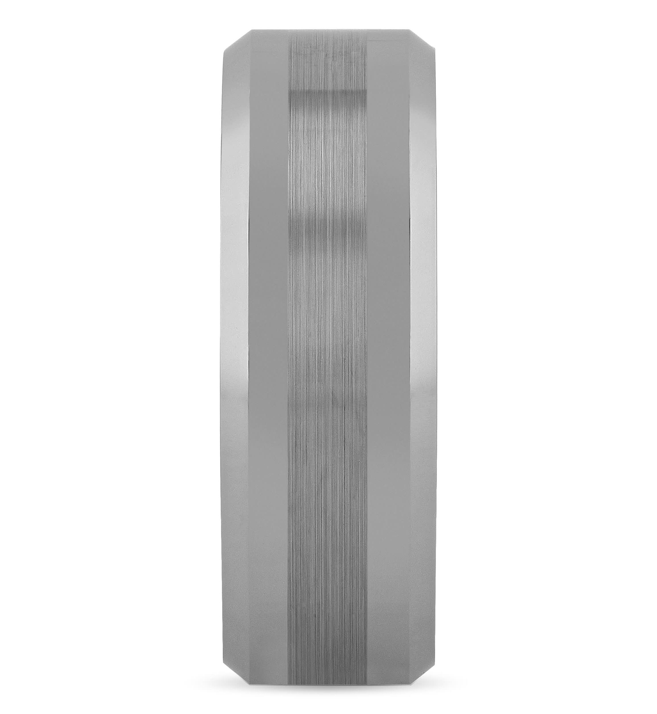 Satin Center 8mm Beveled Band in Tungsten