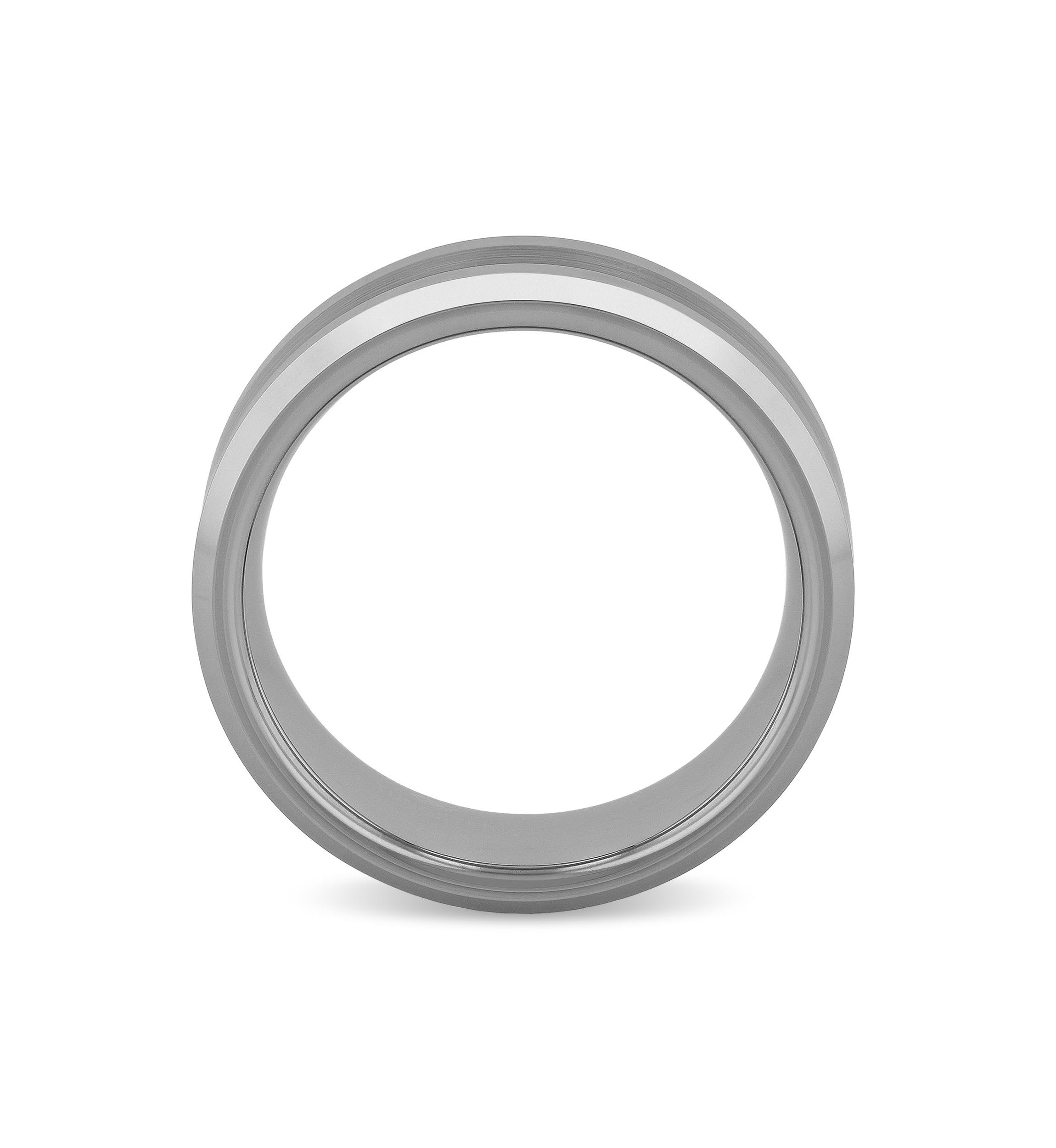 Satin Center 8mm Beveled Band in Tungsten