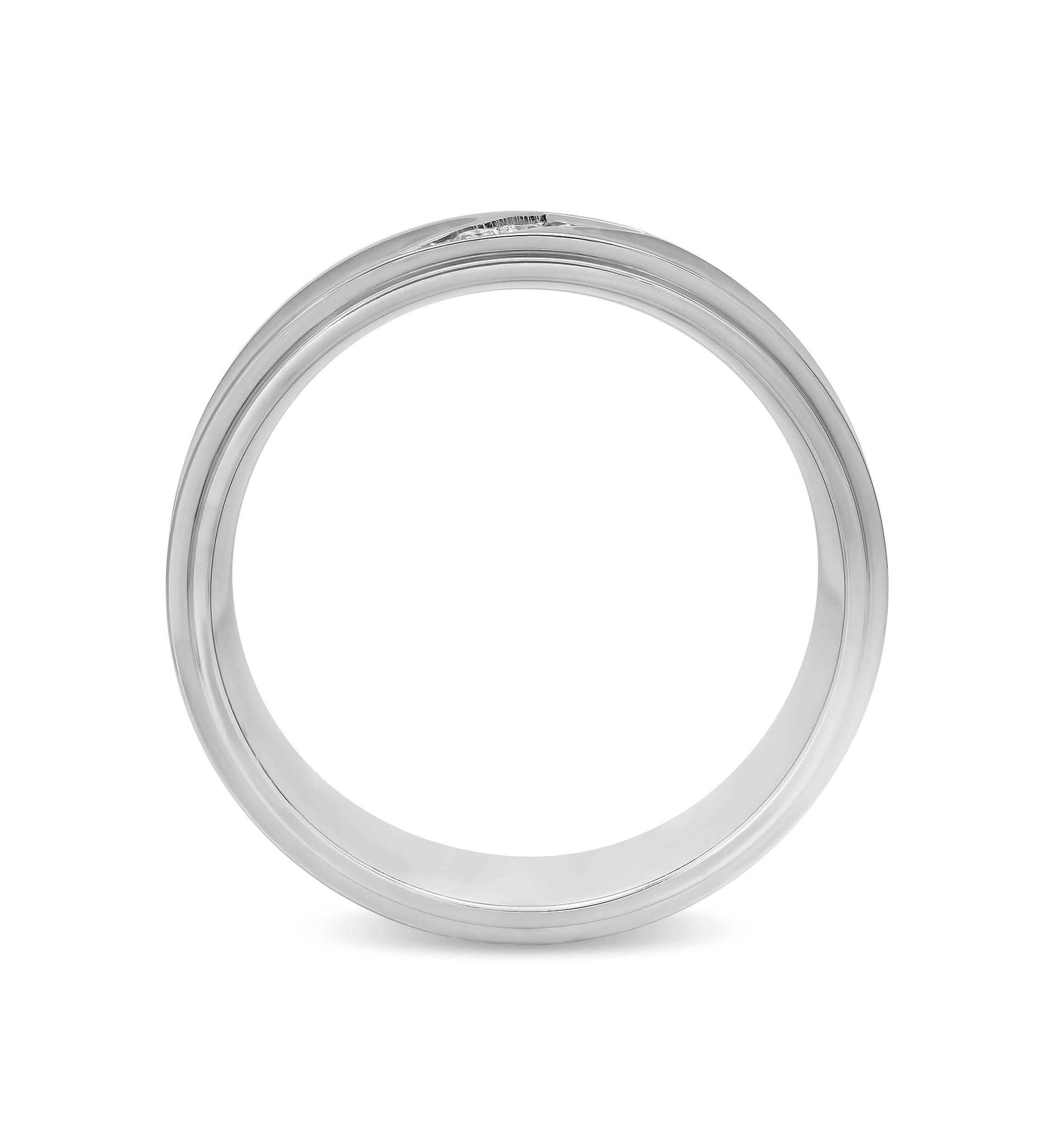 0.10 c.t. Diamond Carbon Fiber Inlay 6mm Step Edge Band in Stainless Steel