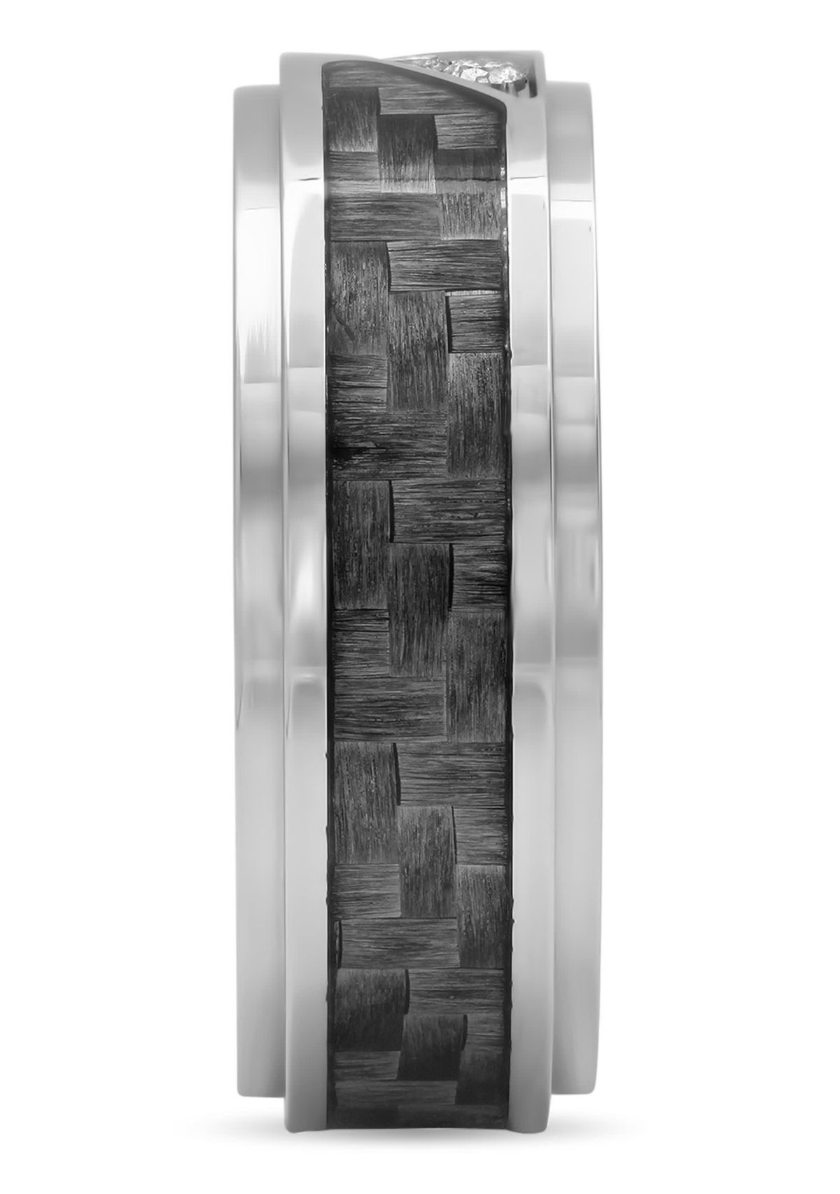Belk & Co. 0.10 c.t. Diamond Carbon Fiber Inlay 6mm Step Edge Band in ...