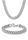 Curb Link Chain Bracelet and Necklace Set in Two-Tone Stainless Steel