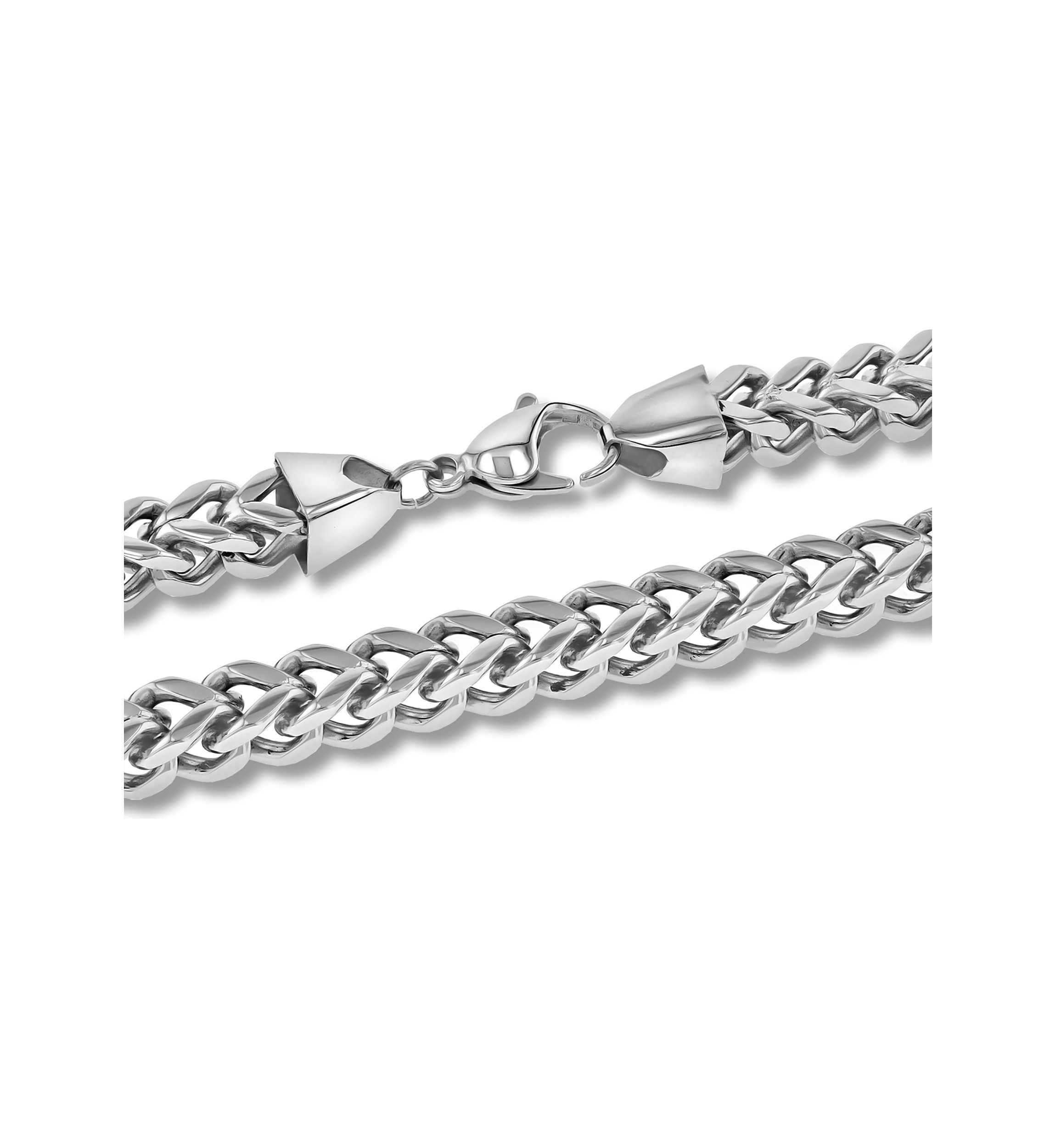 Curb Link Chain Bracelet and Necklace Set in Two-Tone Stainless Steel