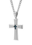 1/10 ct. t.w. Blue Diamond Tapered Cross Pendant in Stainless Steel