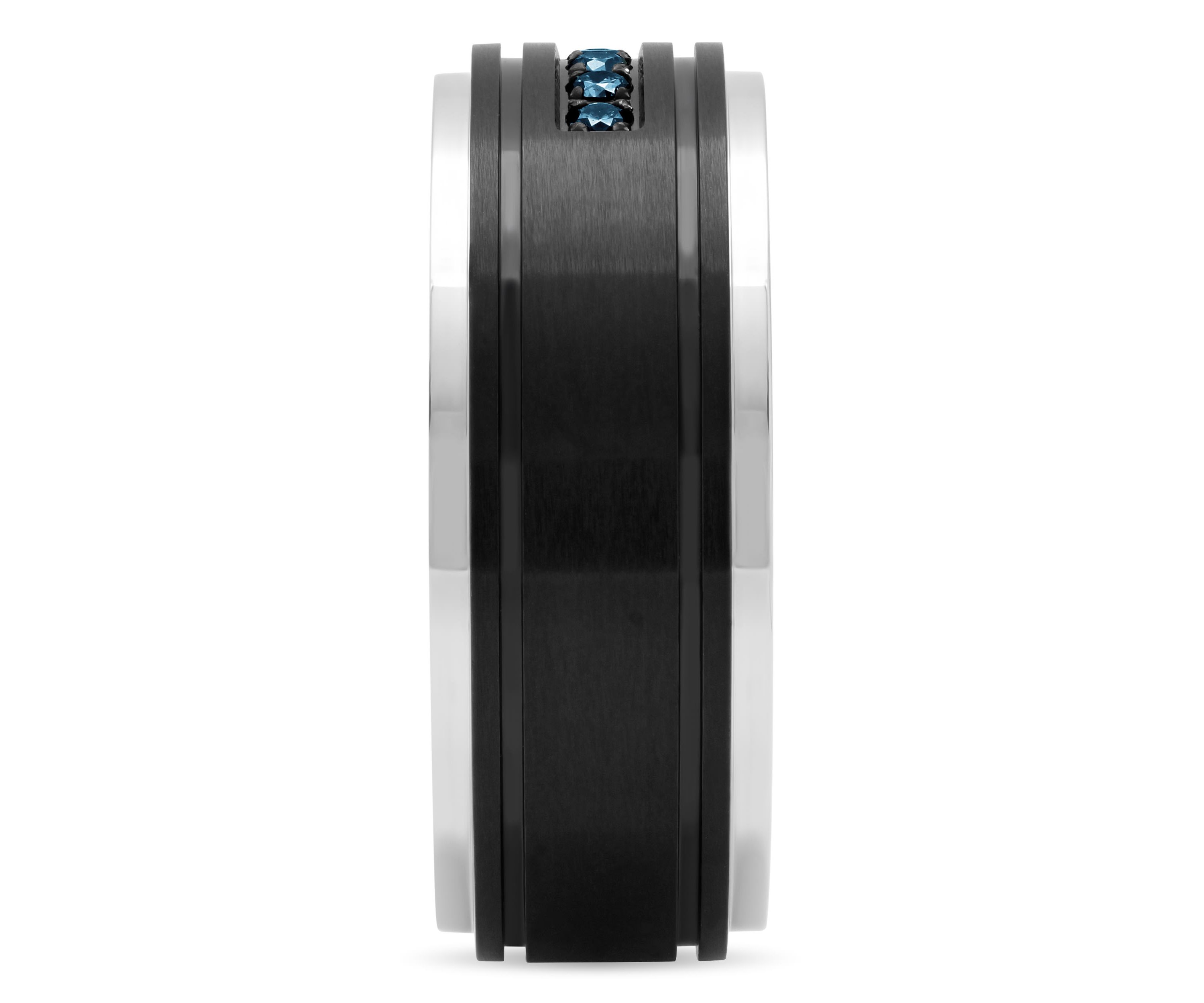 0.15 c.t.t.w. Blue Diamond 9mm Band in Two-tone Stainless Steel