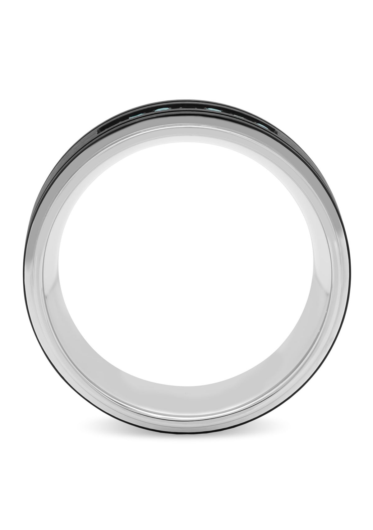 0.15 c.t.t.w. Blue Diamond 9mm Band in Two-tone Stainless Steel