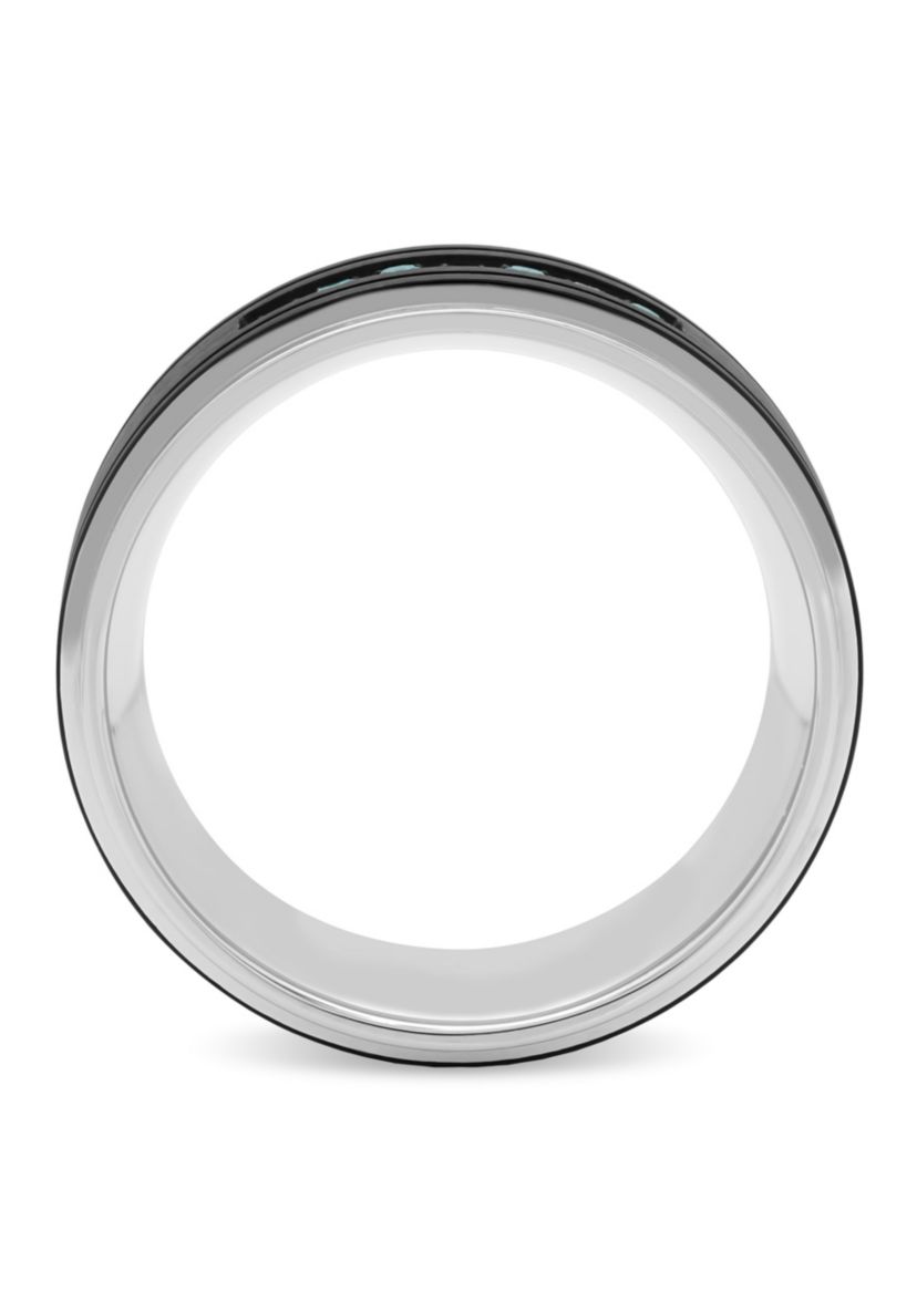 0.15 c.t.t.w. Blue Diamond 9mm Band in Two-tone Stainless Steel