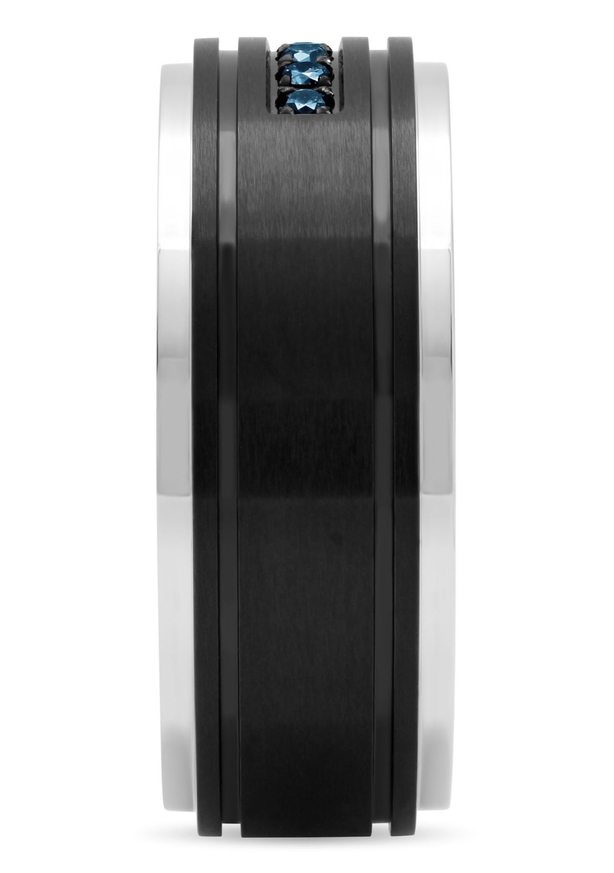 0.15 c.t.t.w. Blue Diamond 9mm Band in Two-tone Stainless Steel