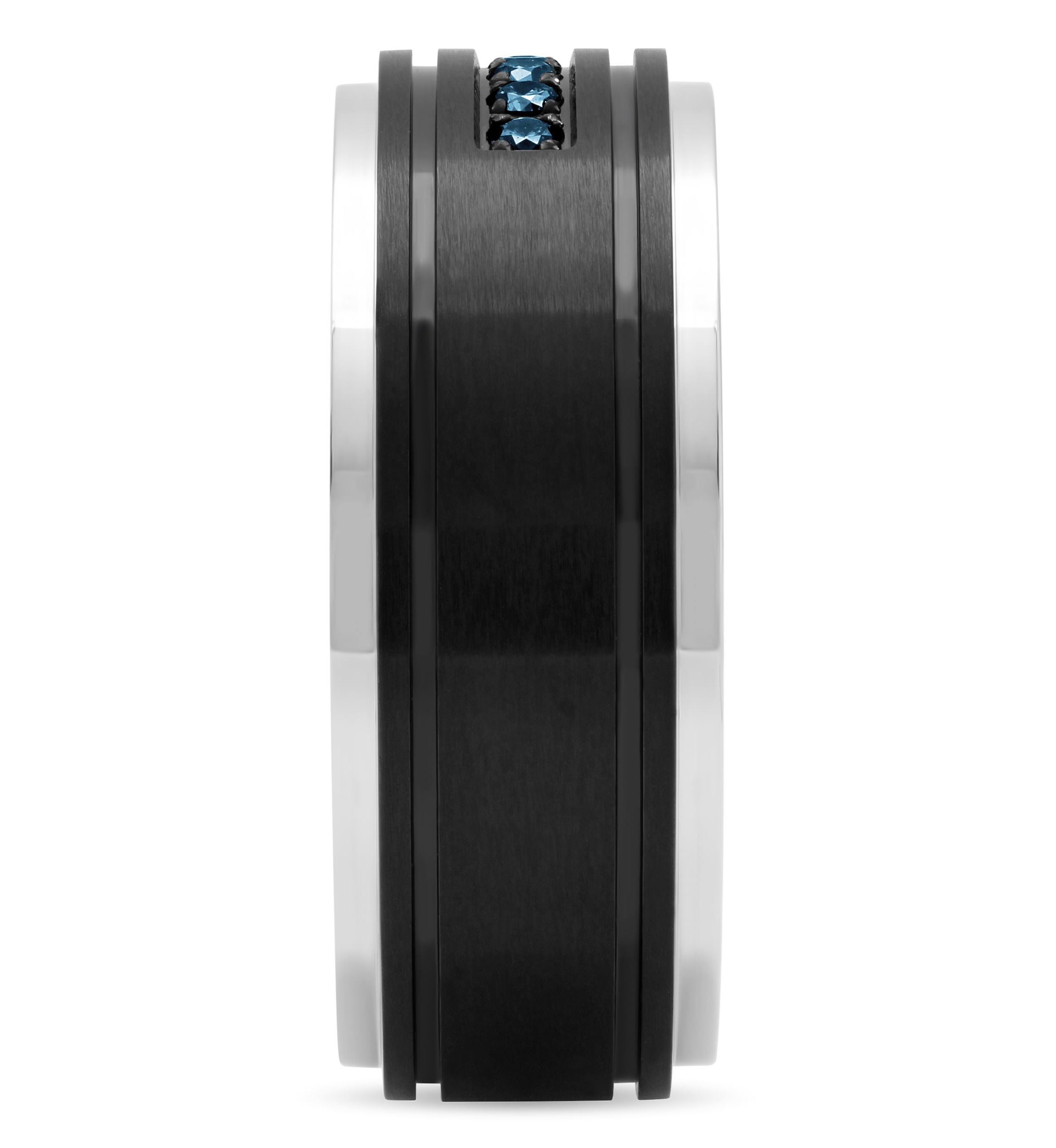 0.15 c.t.t.w. Blue Diamond 9mm Band in Two-tone Stainless Steel