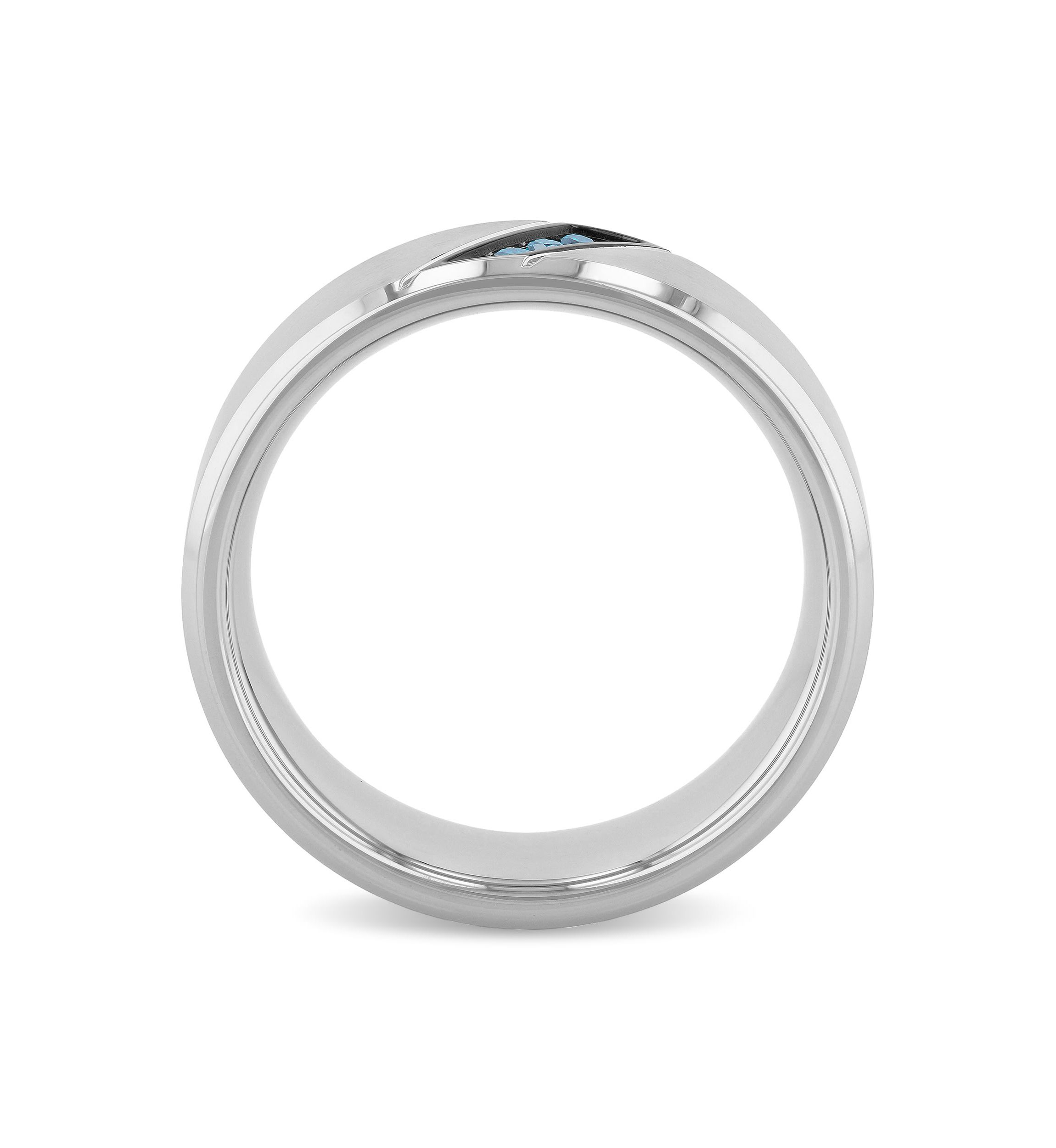 0.05 c.t.t.w. Blue Diamond Beveled 8mm Band in Two-tone Stainless Steel
