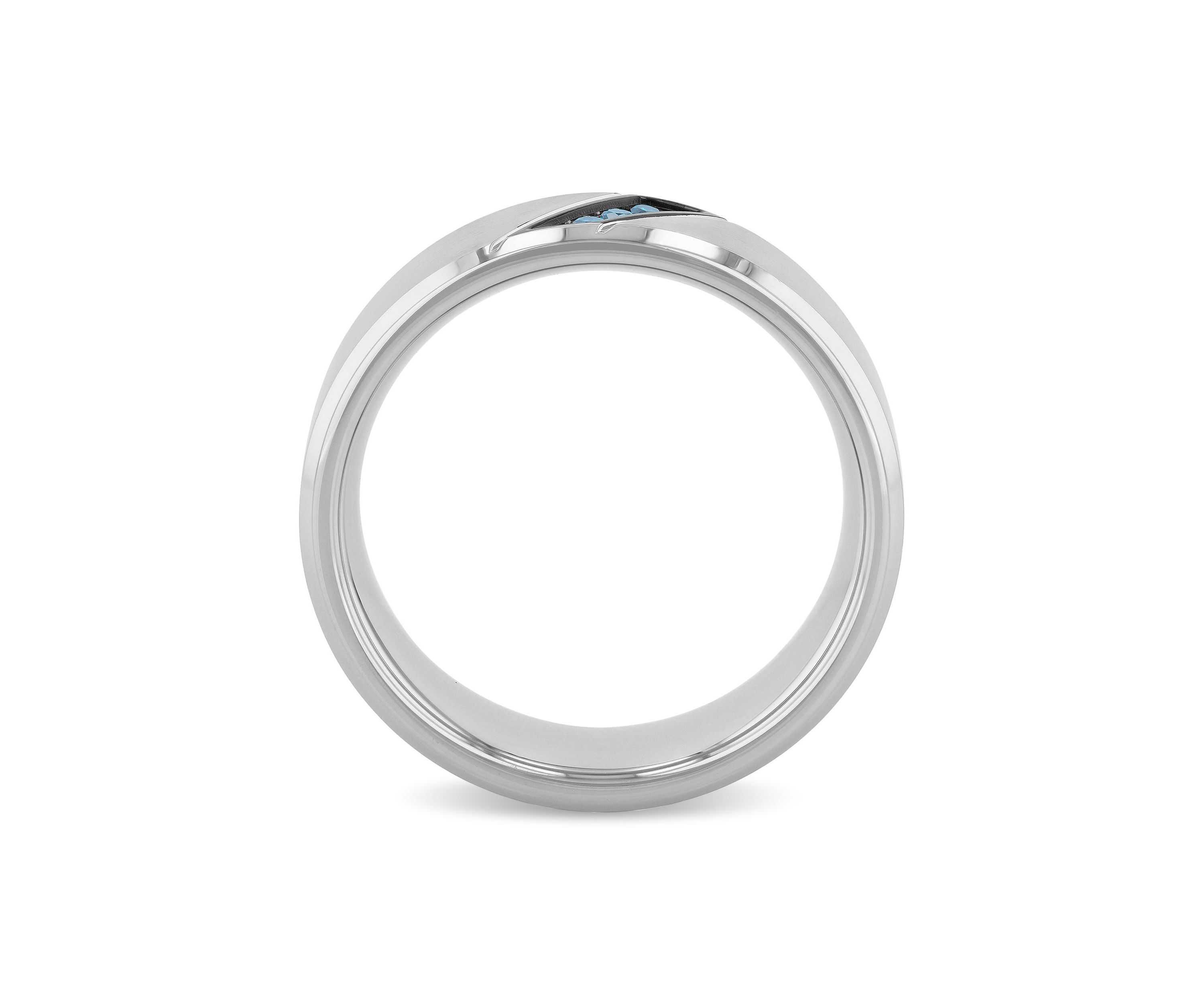 0.05 c.t.t.w. Blue Diamond Beveled 8mm Band in Two-tone Stainless Steel