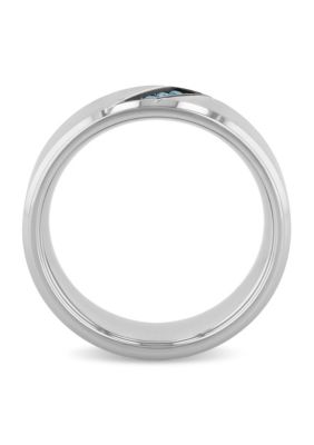 0.05 c.t.t.w. Blue Diamond Beveled 8mm Band in Two-tone Stainless Steel