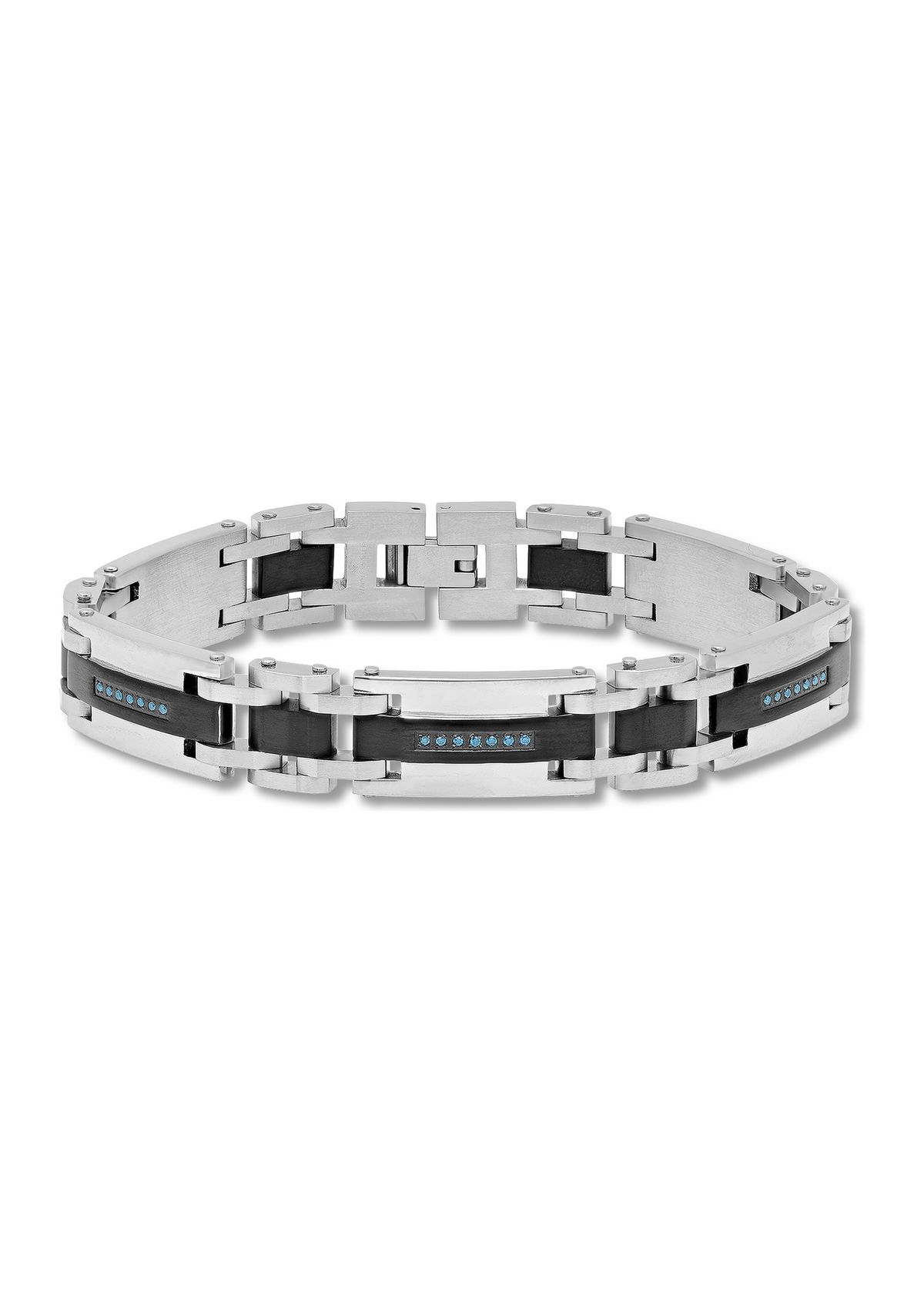 1/4 ct. t.w. Blue Diamond Link Bracelet in Two-Tone Stainless Steel